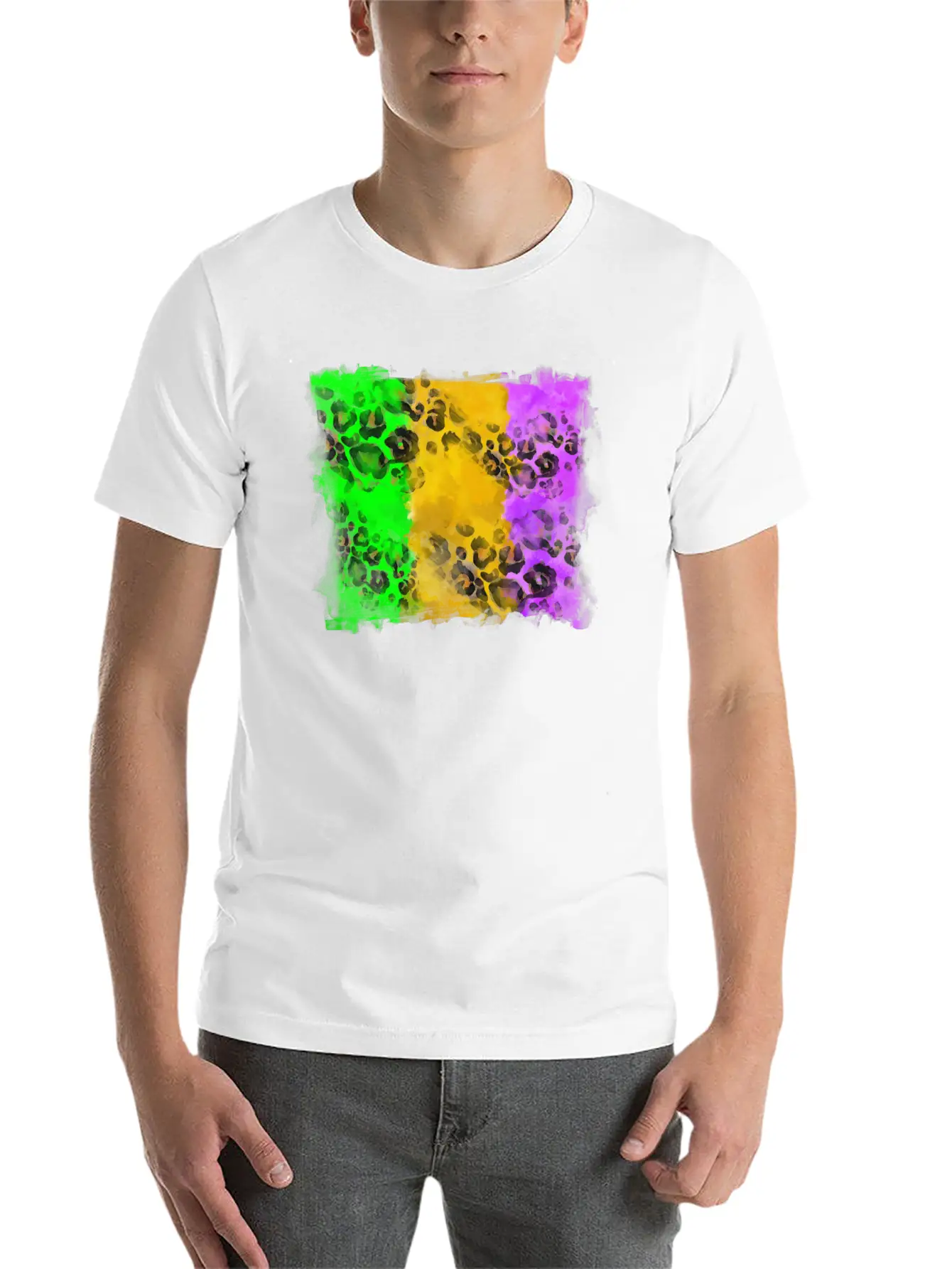 Mardi Gras Leopard Flag Essential Cotton Tee For Daily Outfits ¨C Unisex Style
