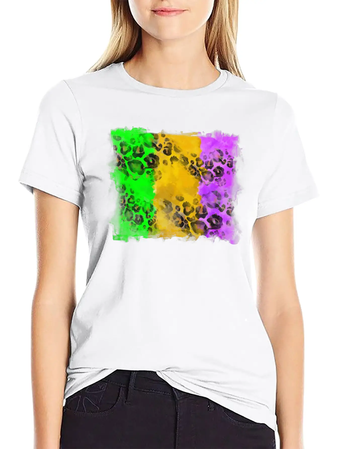 Mardi Gras Leopard Flag Essential Cotton Tee For Daily Outfits ¨C Unisex Style