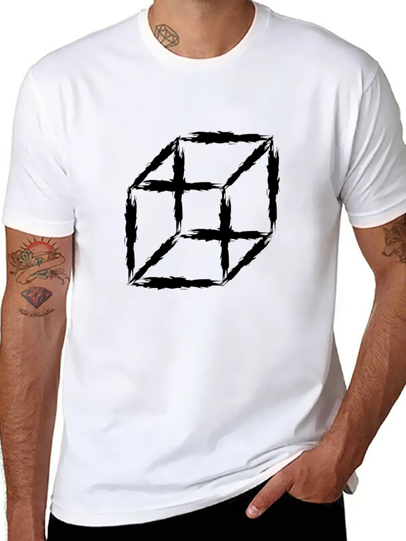 Mathematics Symbol Cubes 3D Basic Graphic T-Shirt ¨C Daily Comfort In Soft Cotton