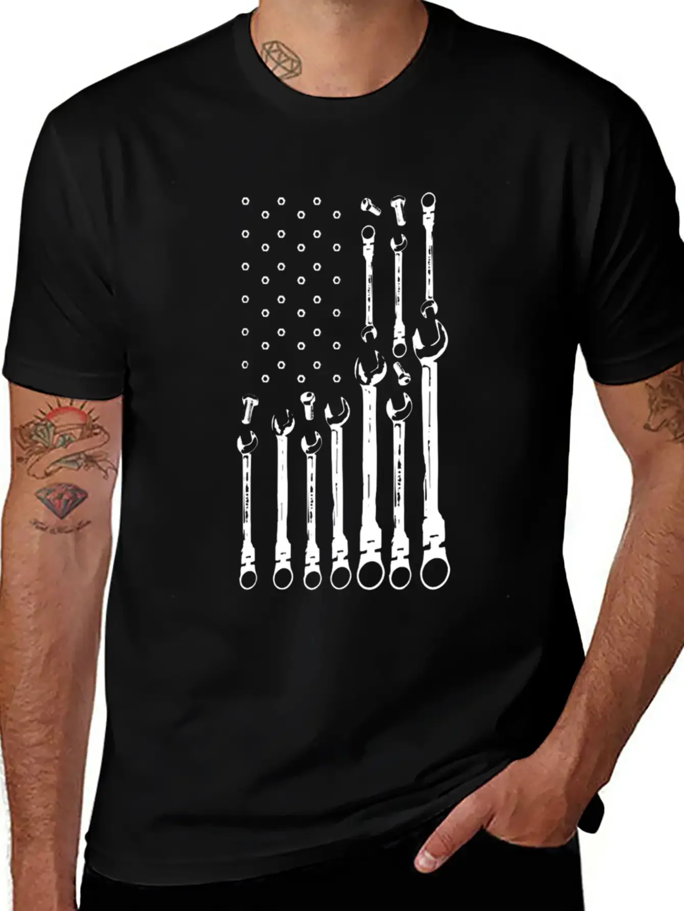 Mechanic Flag Shirt Patriotic Mechanic USA Flag Basic Graphic T-Shirt ¨C Daily Comfort In Soft Cotton