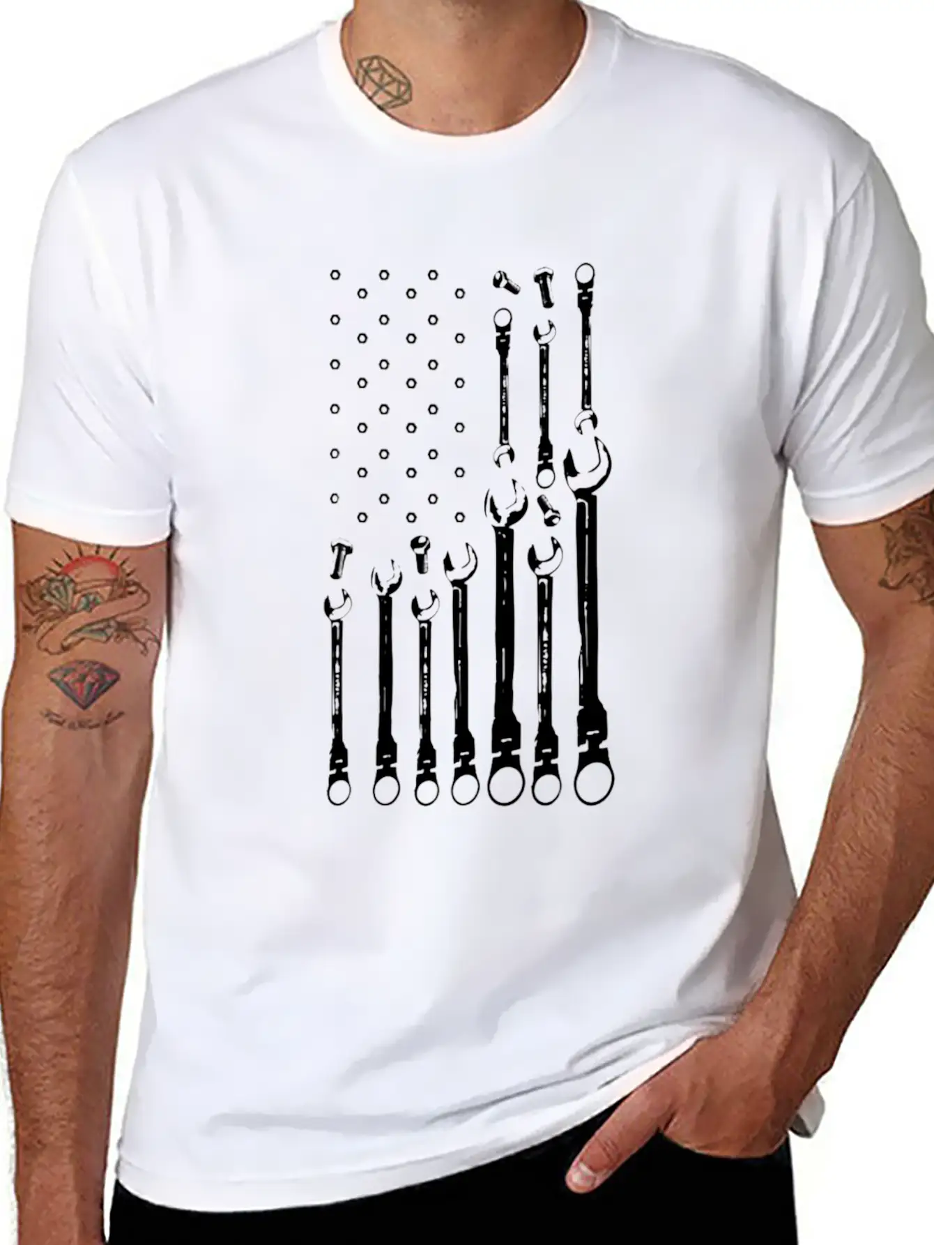 Mechanic Flag Shirt Patriotic Mechanic USA Flag Basic Graphic T-Shirt ¨C Daily Comfort In Soft Cotton
