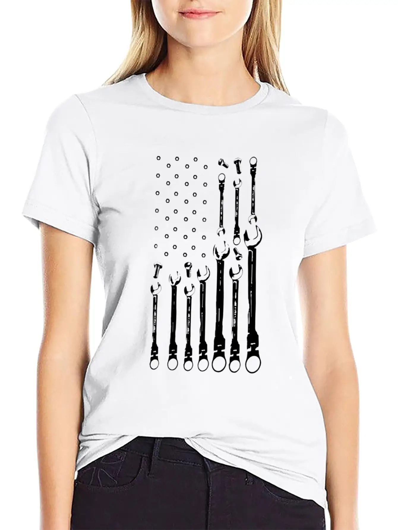 Mechanic Flag Shirt Patriotic Mechanic USA Flag Basic Graphic T-Shirt ¨C Daily Comfort In Soft Cotton