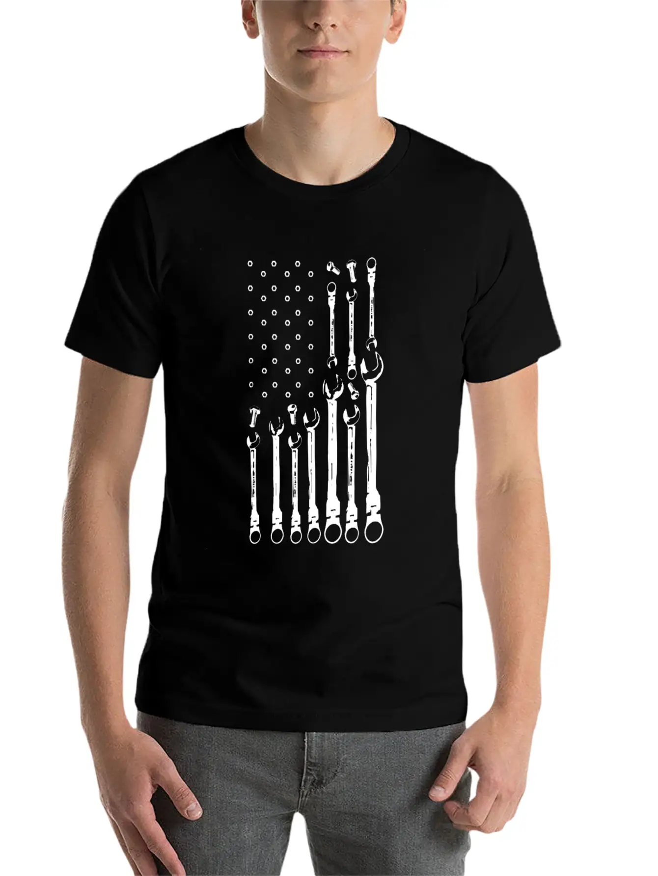 Mechanic Flag Shirt Patriotic Mechanic USA Flag Basic Graphic T-Shirt ¨C Daily Comfort In Soft Cotton