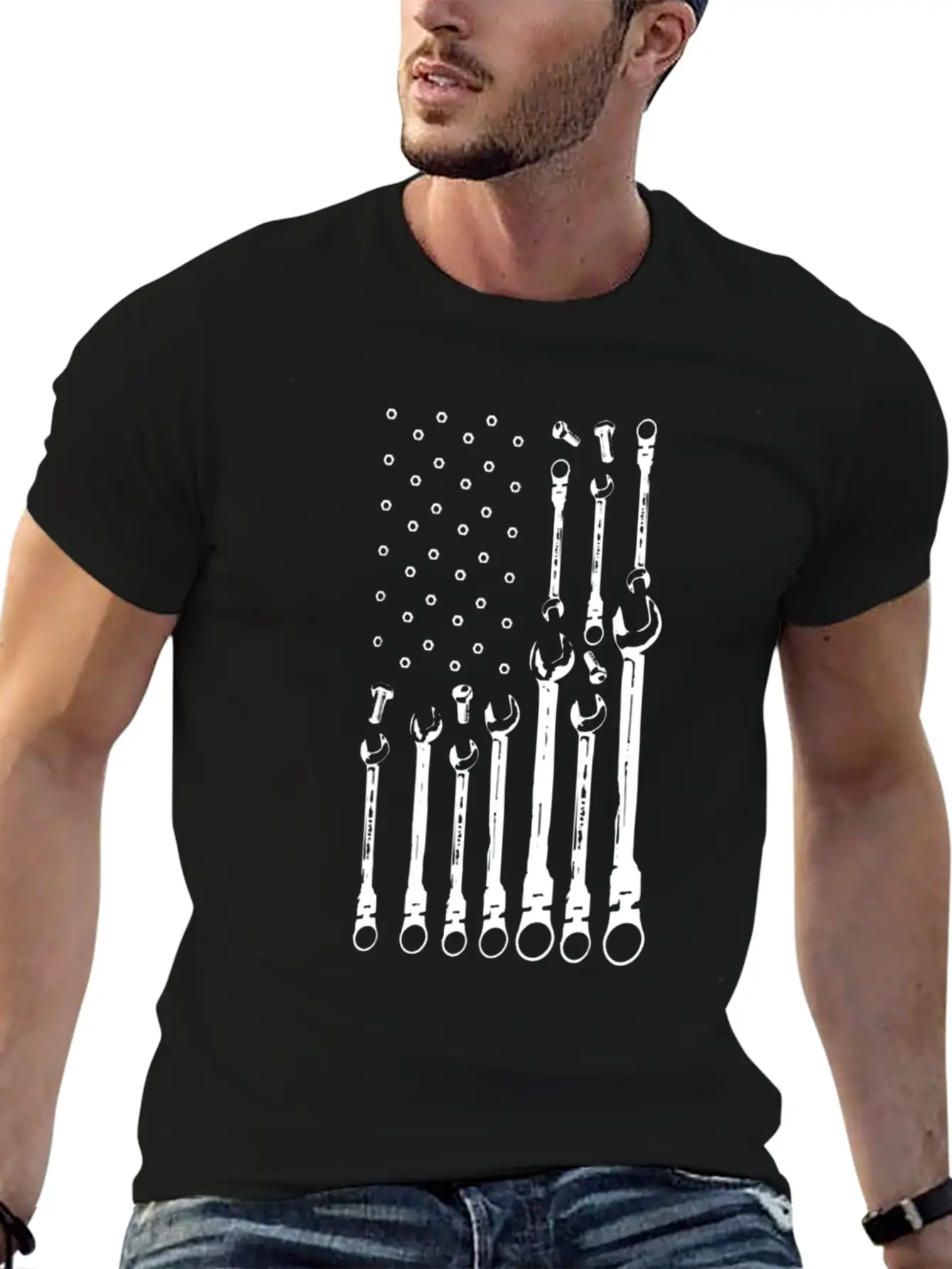 Mechanic Flag Shirt Patriotic Mechanic USA Flag Basic Graphic T-Shirt ¨C Daily Comfort In Soft Cotton