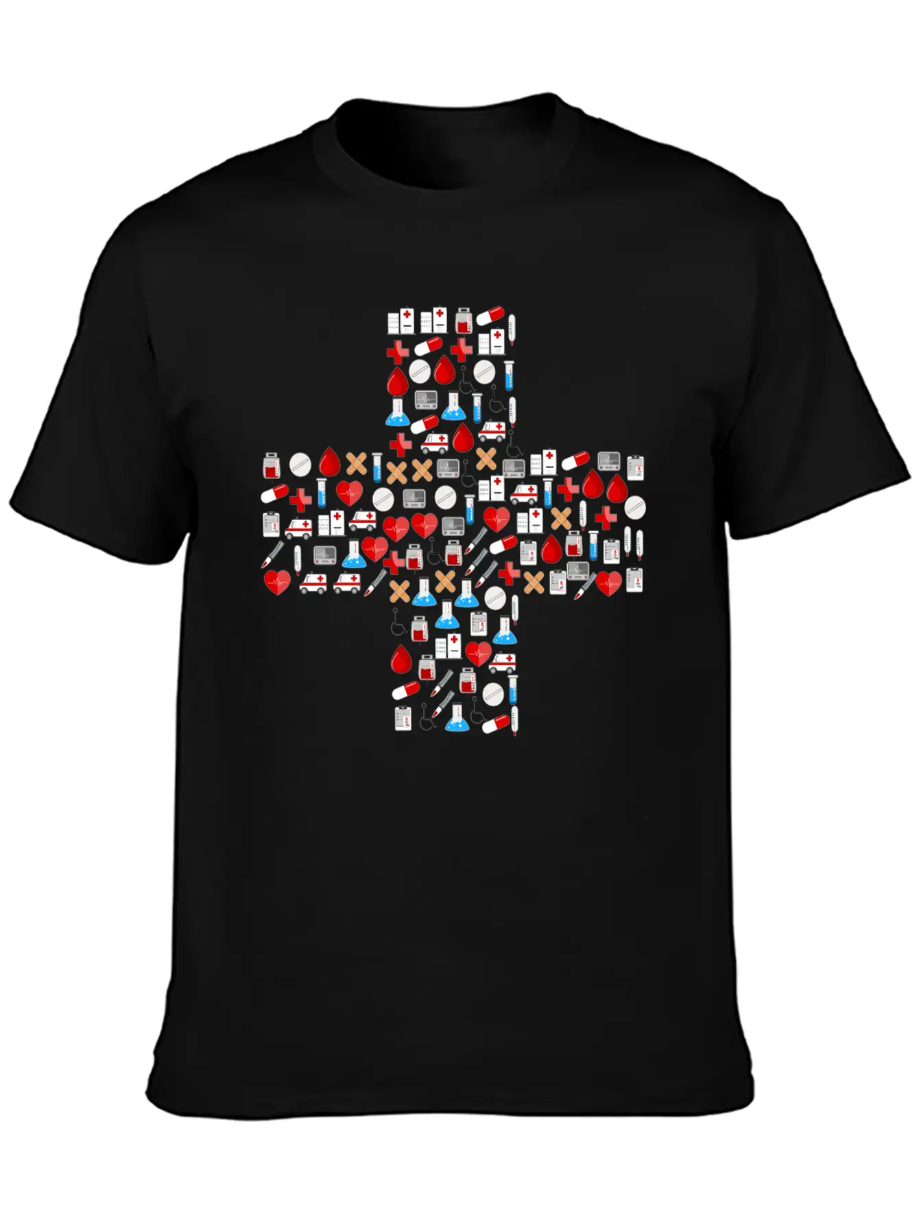 Medical Icons Cross Basic Graphic T-Shirt ¨C Daily Comfort In Soft Cotton