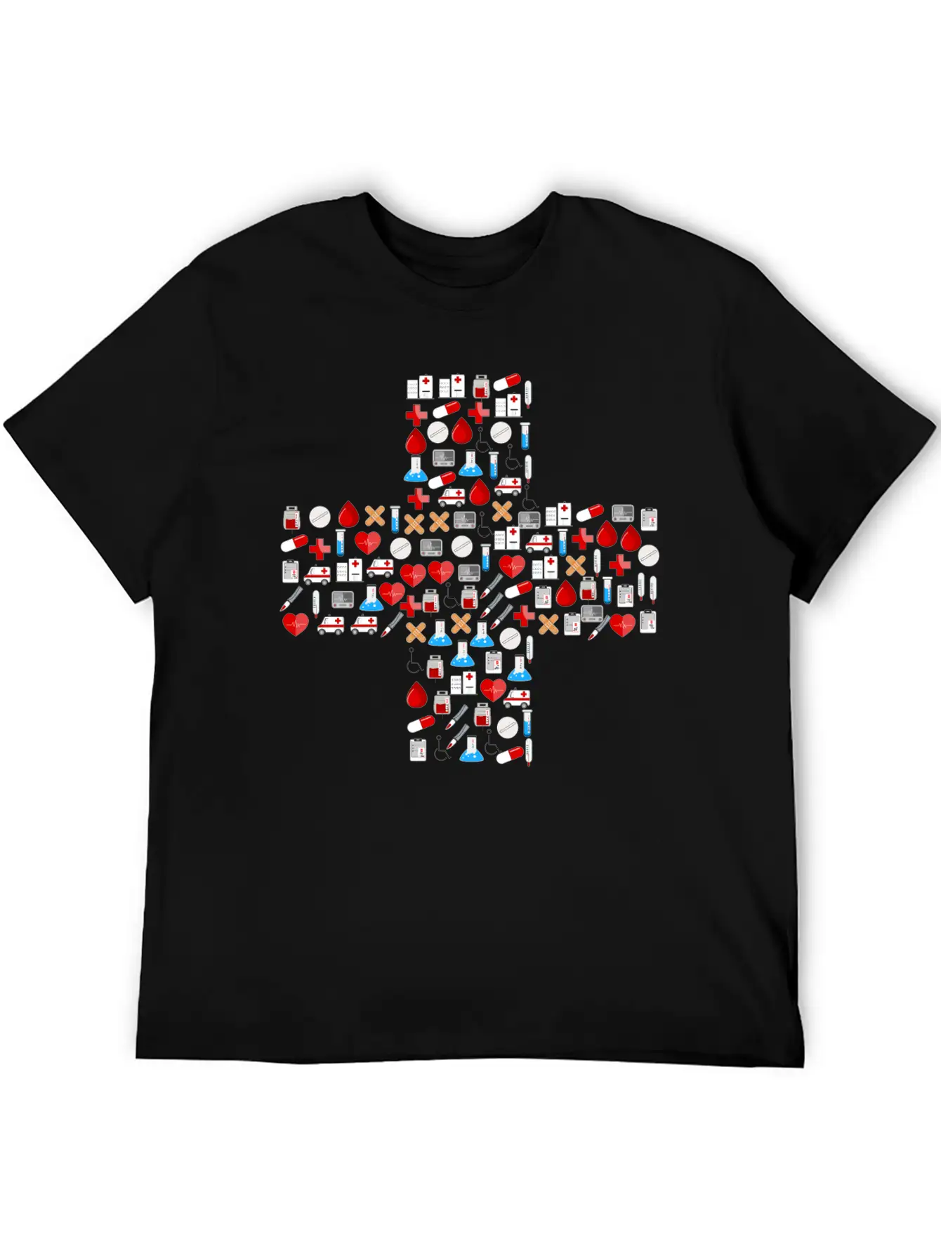Medical Icons Cross Basic Graphic T-Shirt ¨C Daily Comfort In Soft Cotton