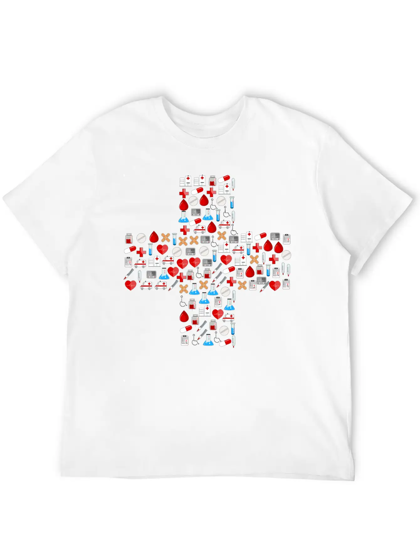 Medical Icons Cross Basic Graphic T-Shirt ¨C Daily Comfort In Soft Cotton