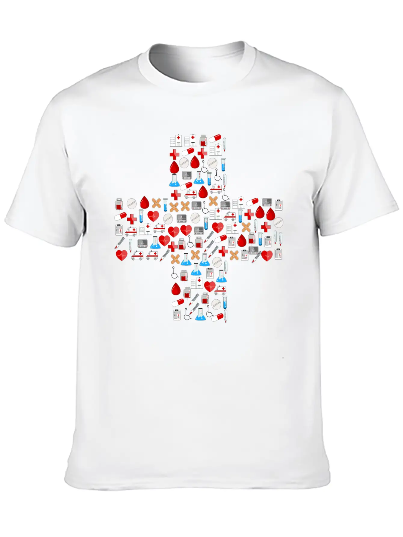 Medical Icons Cross Basic Graphic T-Shirt ¨C Daily Comfort In Soft Cotton