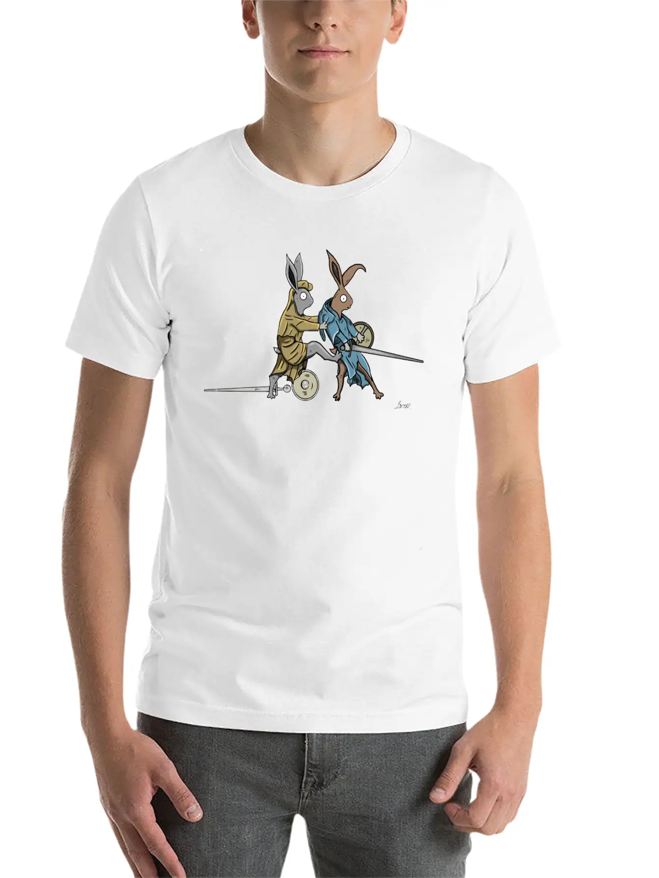 Medieval Rabbits In The Towerfechtbuch Soft Cotton Short Sleeve Tee ¨C Unisex Wardrobe Staple
