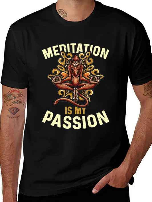 Meditation Is My Passion Relaxation Monkey Lover Essential Cotton Tee For Daily Outfits ¨C Unisex Style