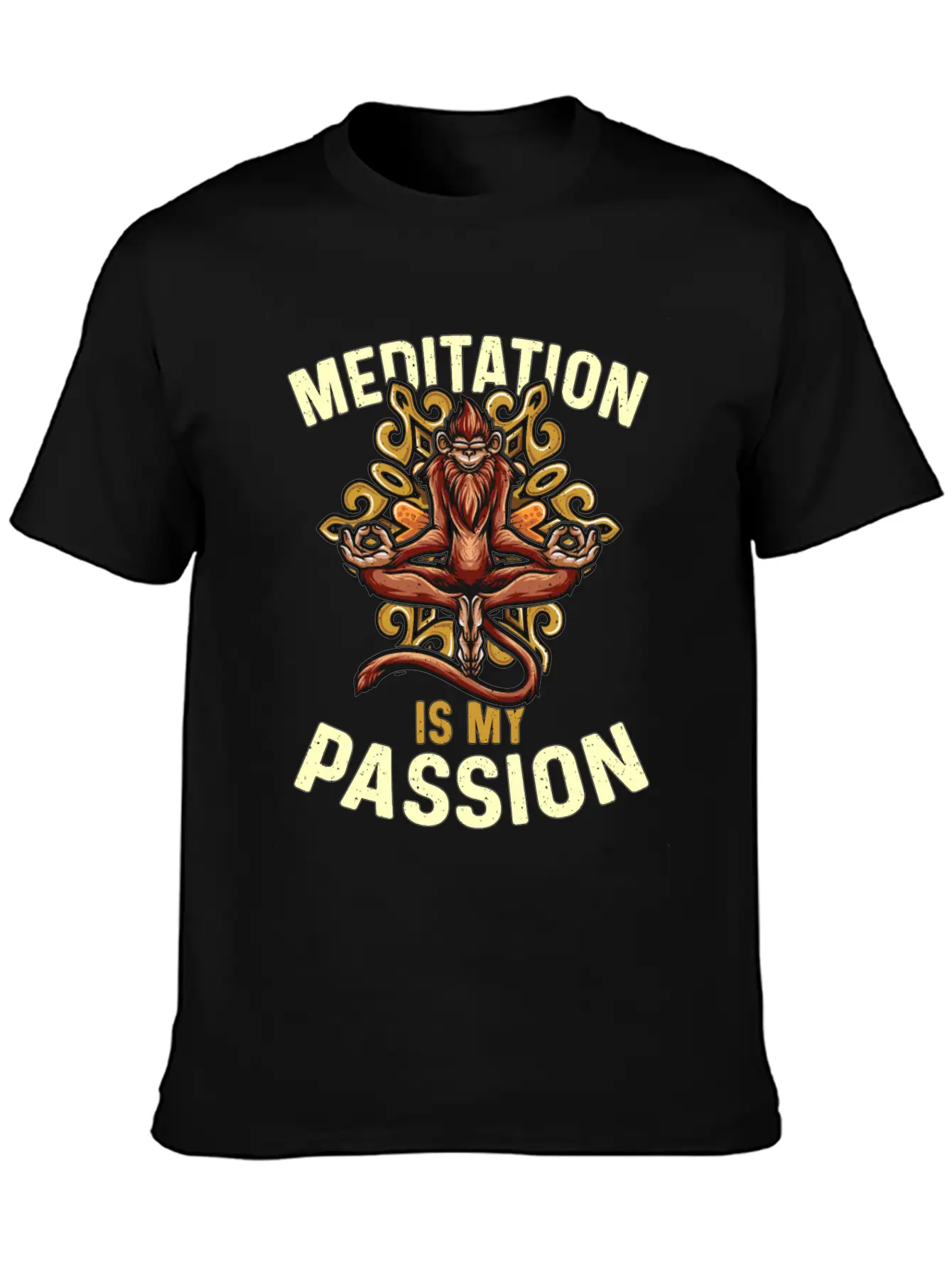 Meditation Is My Passion Relaxation Monkey Lover Essential Cotton Tee For Daily Outfits ¨C Unisex Style