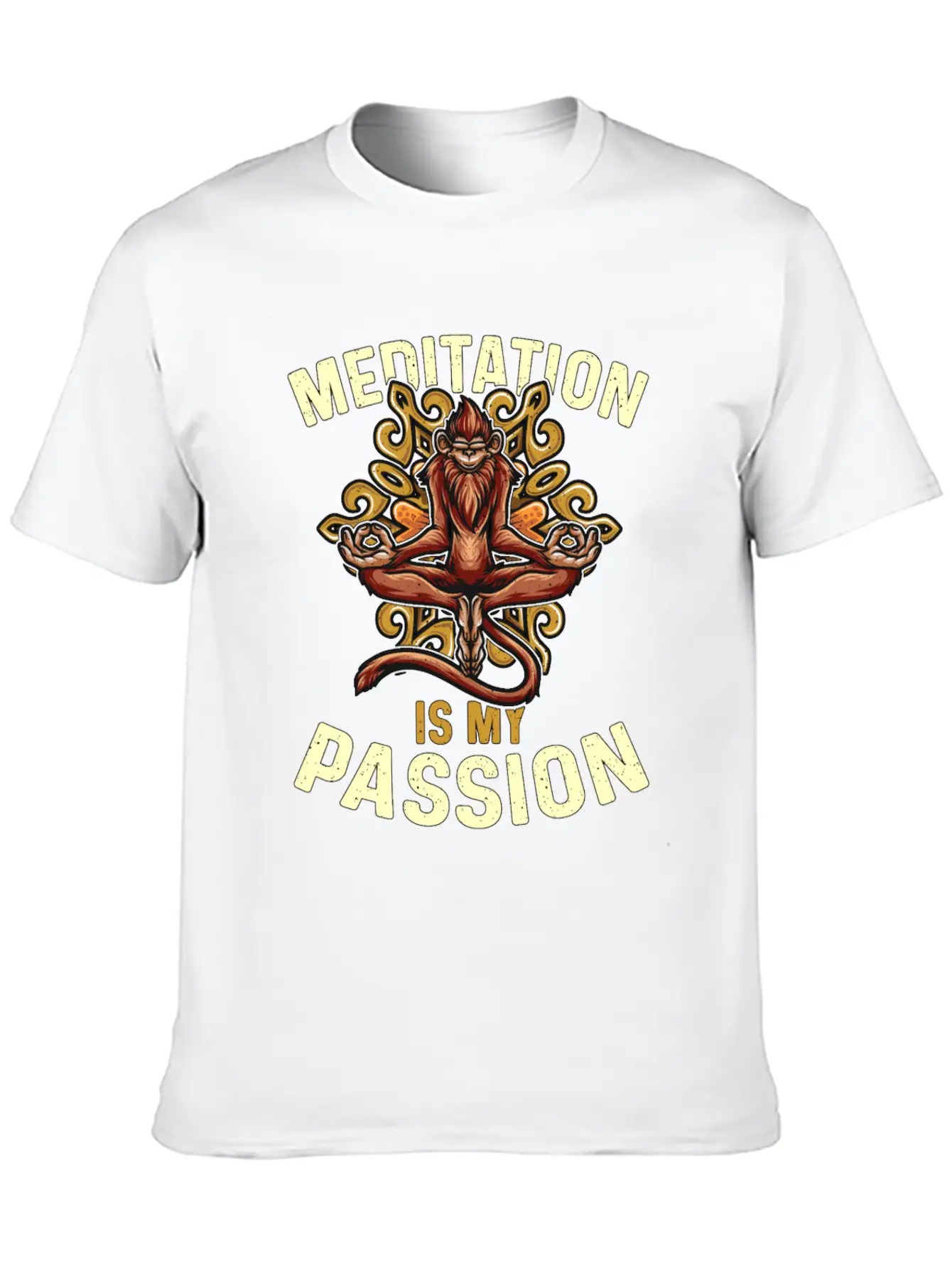 Meditation Is My Passion Relaxation Monkey Lover Essential Cotton Tee For Daily Outfits ¨C Unisex Style