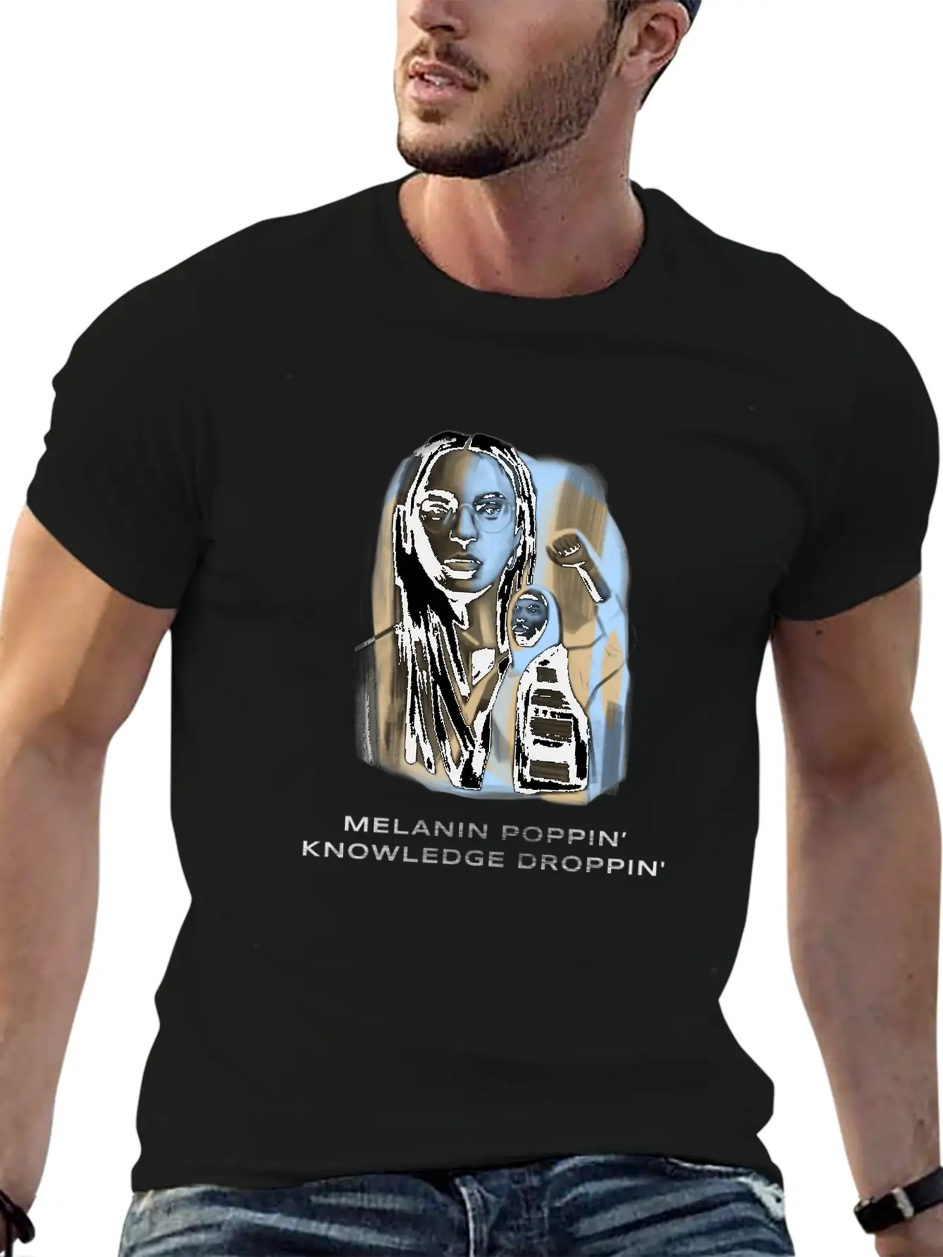 Melanin Poppin Knowledge Droppin Design 1 Basic Graphic T-Shirt ¨C Daily Comfort In Soft Cotton