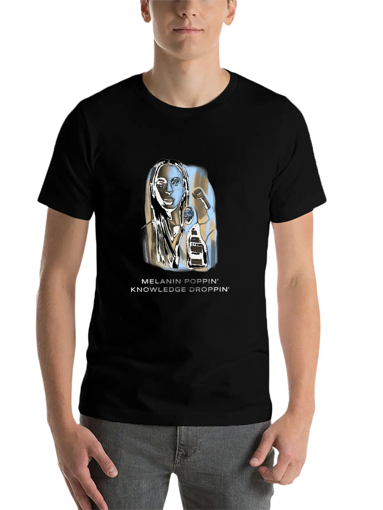 Melanin Poppin Knowledge Droppin Design 1 Basic Graphic T-Shirt ¨C Daily Comfort In Soft Cotton