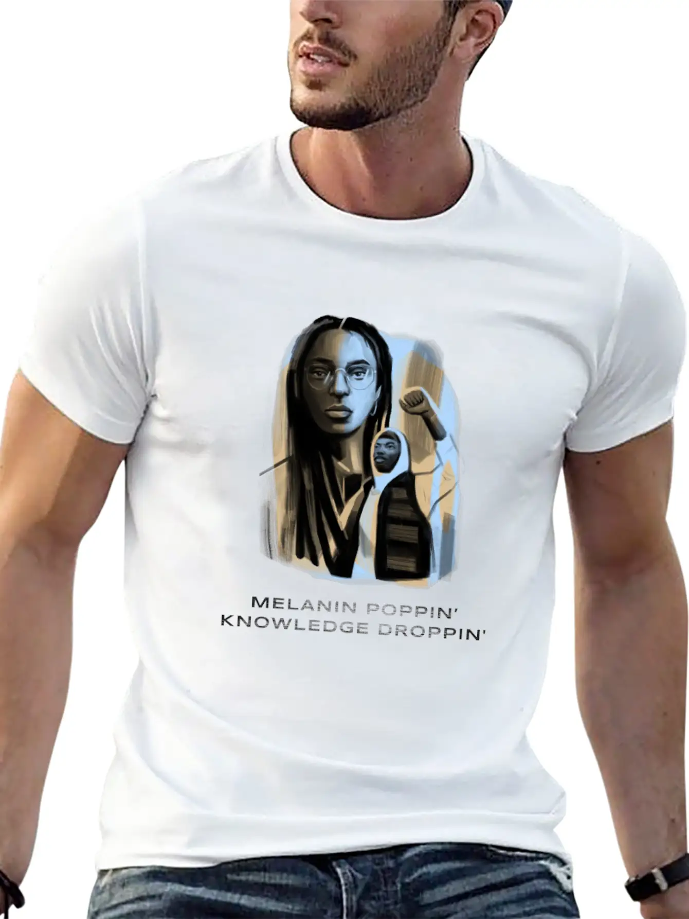 Melanin Poppin Knowledge Droppin Design 1 Basic Graphic T-Shirt ¨C Daily Comfort In Soft Cotton