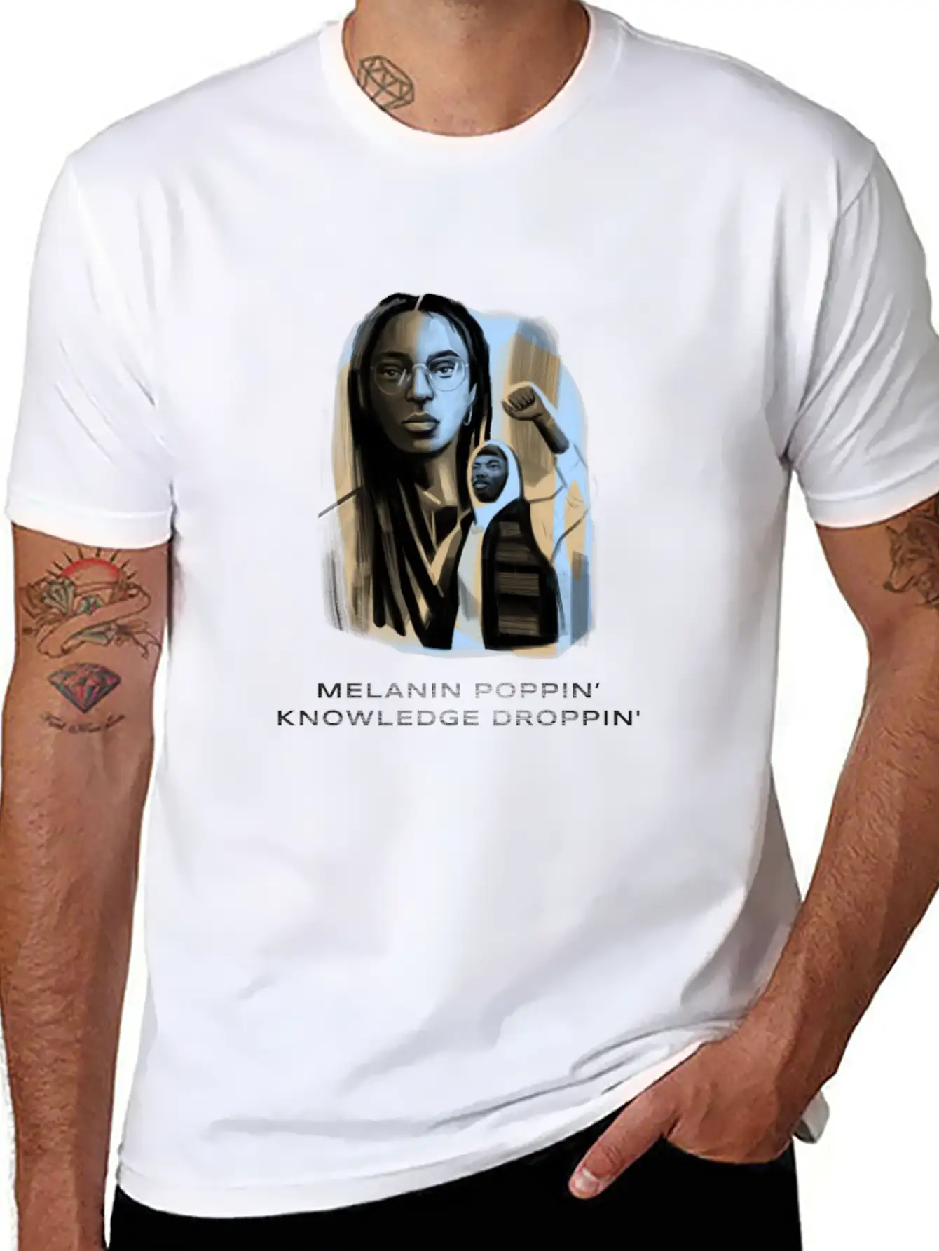 Melanin Poppin Knowledge Droppin Design 1 Basic Graphic T-Shirt ¨C Daily Comfort In Soft Cotton