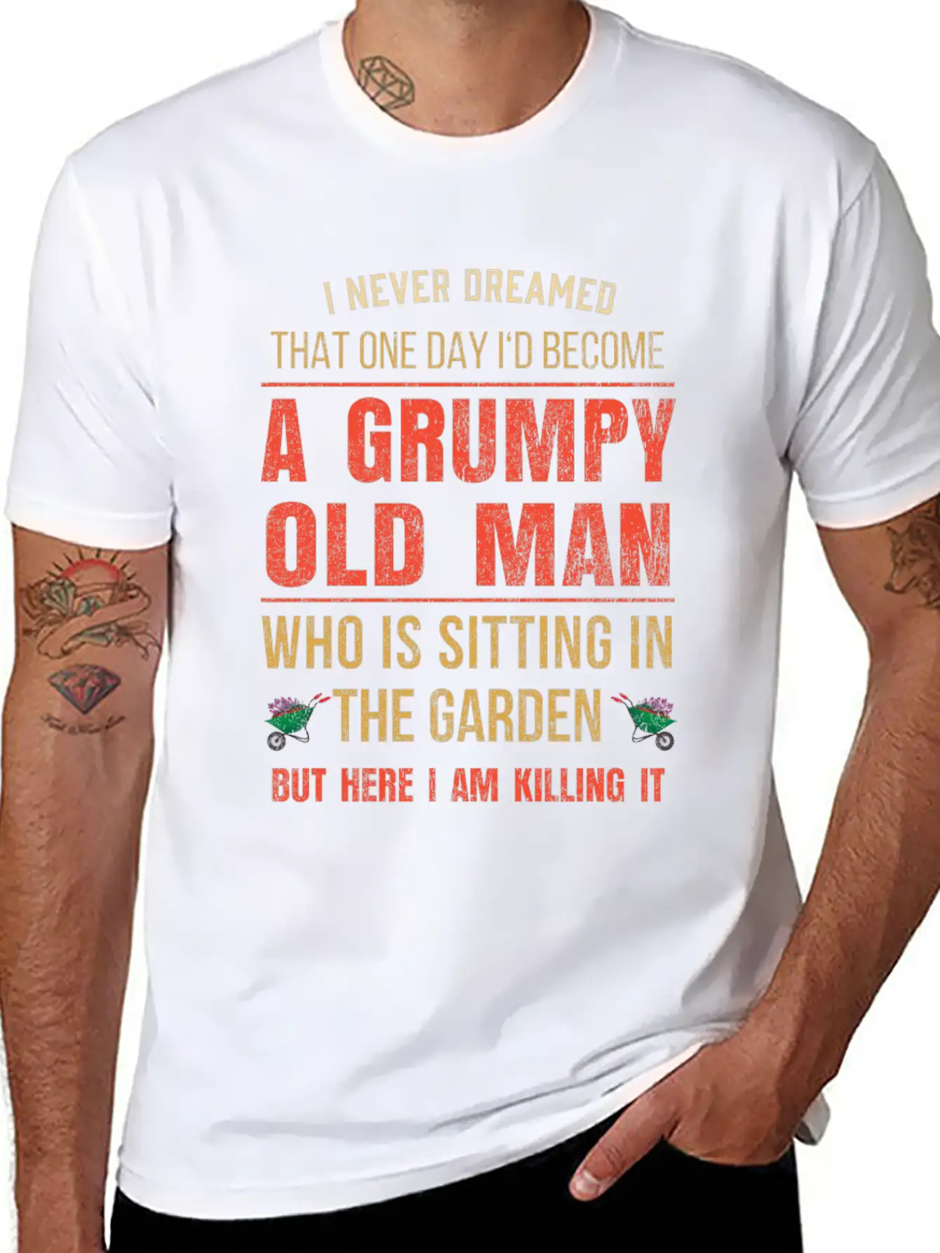 Mens Funny Grumpy Old Gardeners Gift Retired Basic Graphic T-Shirt ¨C Daily Comfort In Soft Cotton