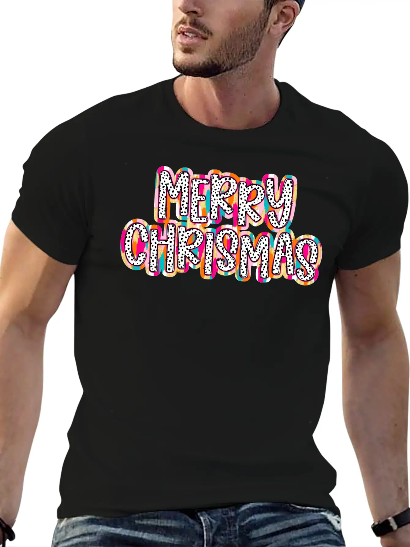 Merry Christmas Brushstroke Soft Cotton Short Sleeve Tee ¨C Unisex Wardrobe Staple