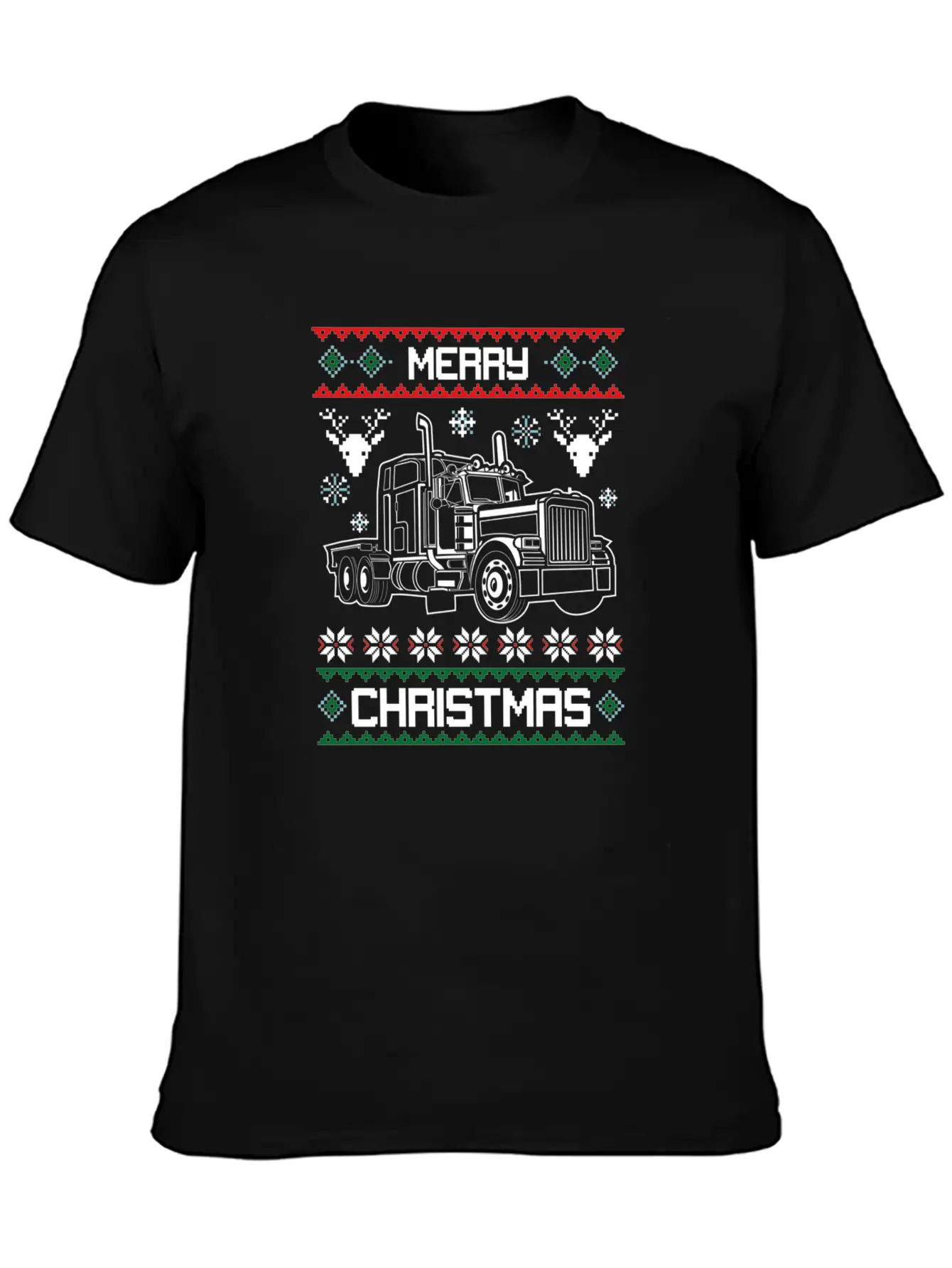 Merry Christmas Truck Driver Gift Basic Graphic T-Shirt ¨C Daily Comfort In Soft Cotton