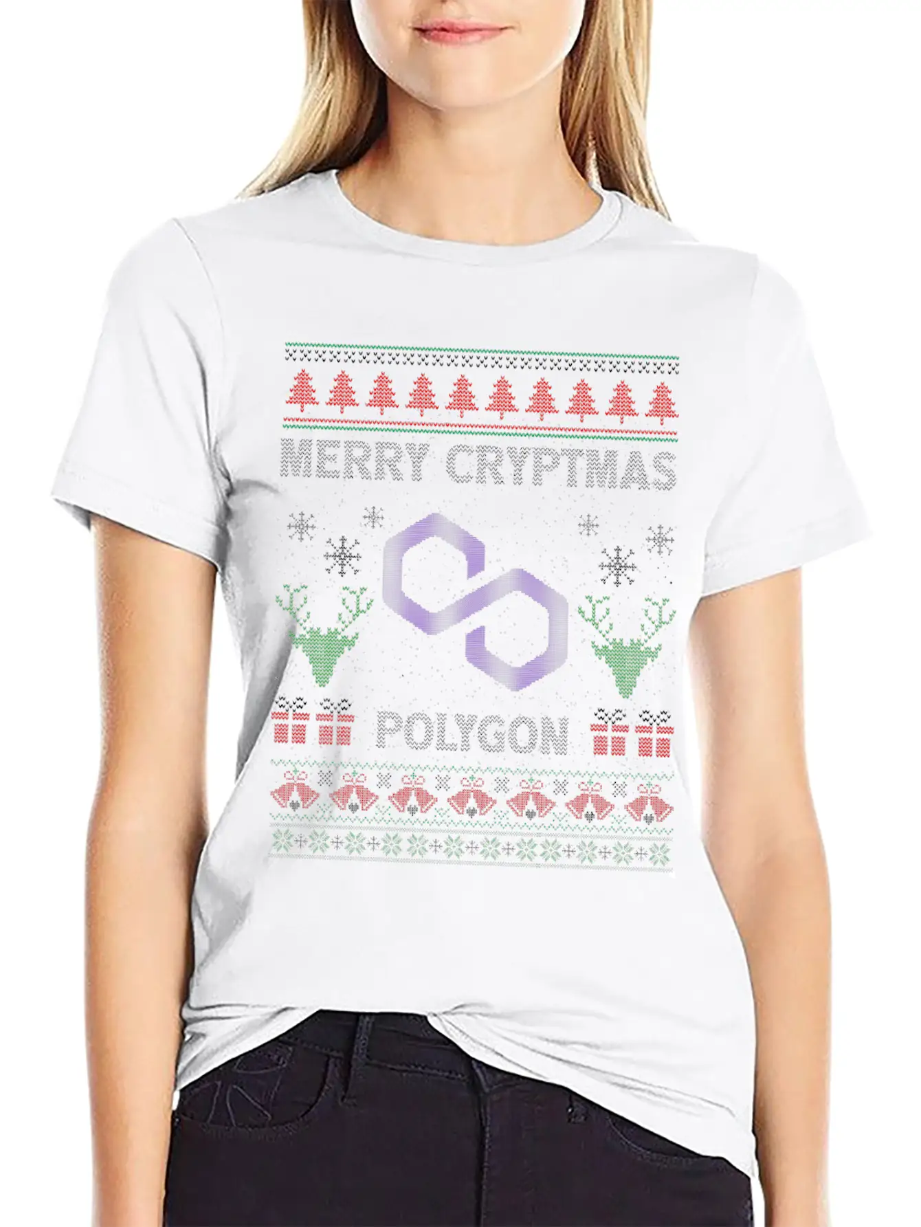 Merry Cryptmas Christmas Polygon Matic Coin Crypto Soft Cotton Short Sleeve Tee ¨C Unisex Wardrobe Staple