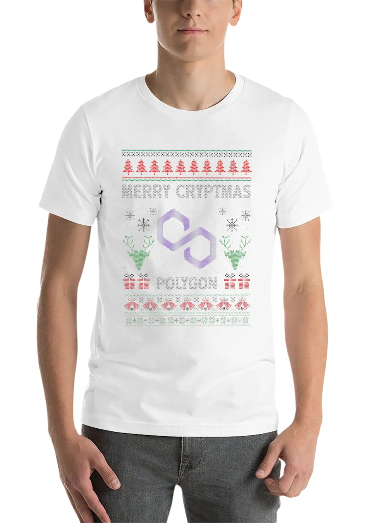 Merry Cryptmas Christmas Polygon Matic Coin Crypto Soft Cotton Short Sleeve Tee ¨C Unisex Wardrobe Staple
