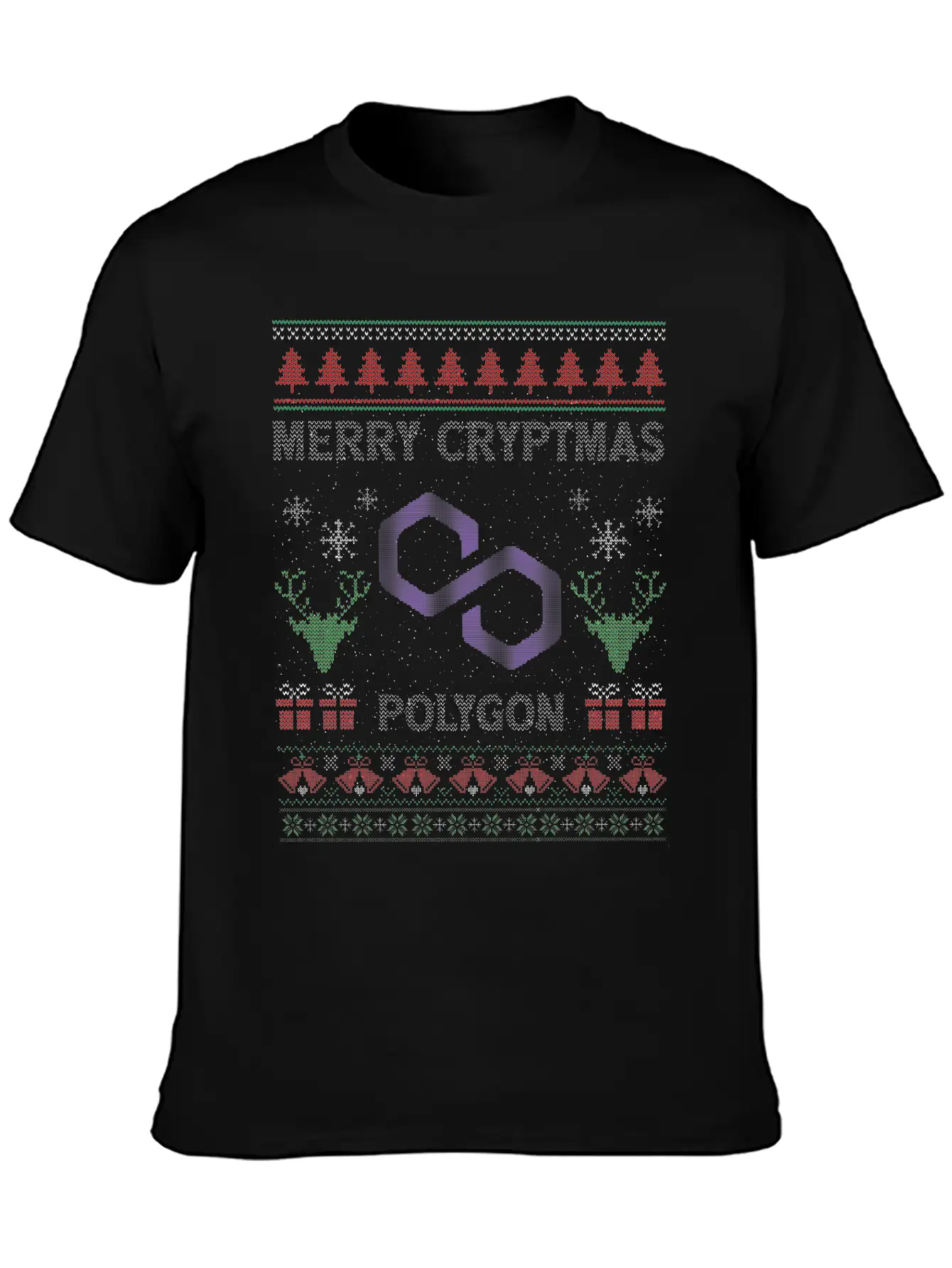 Merry Cryptmas Christmas Polygon Matic Coin Crypto Soft Cotton Short Sleeve Tee ¨C Unisex Wardrobe Staple