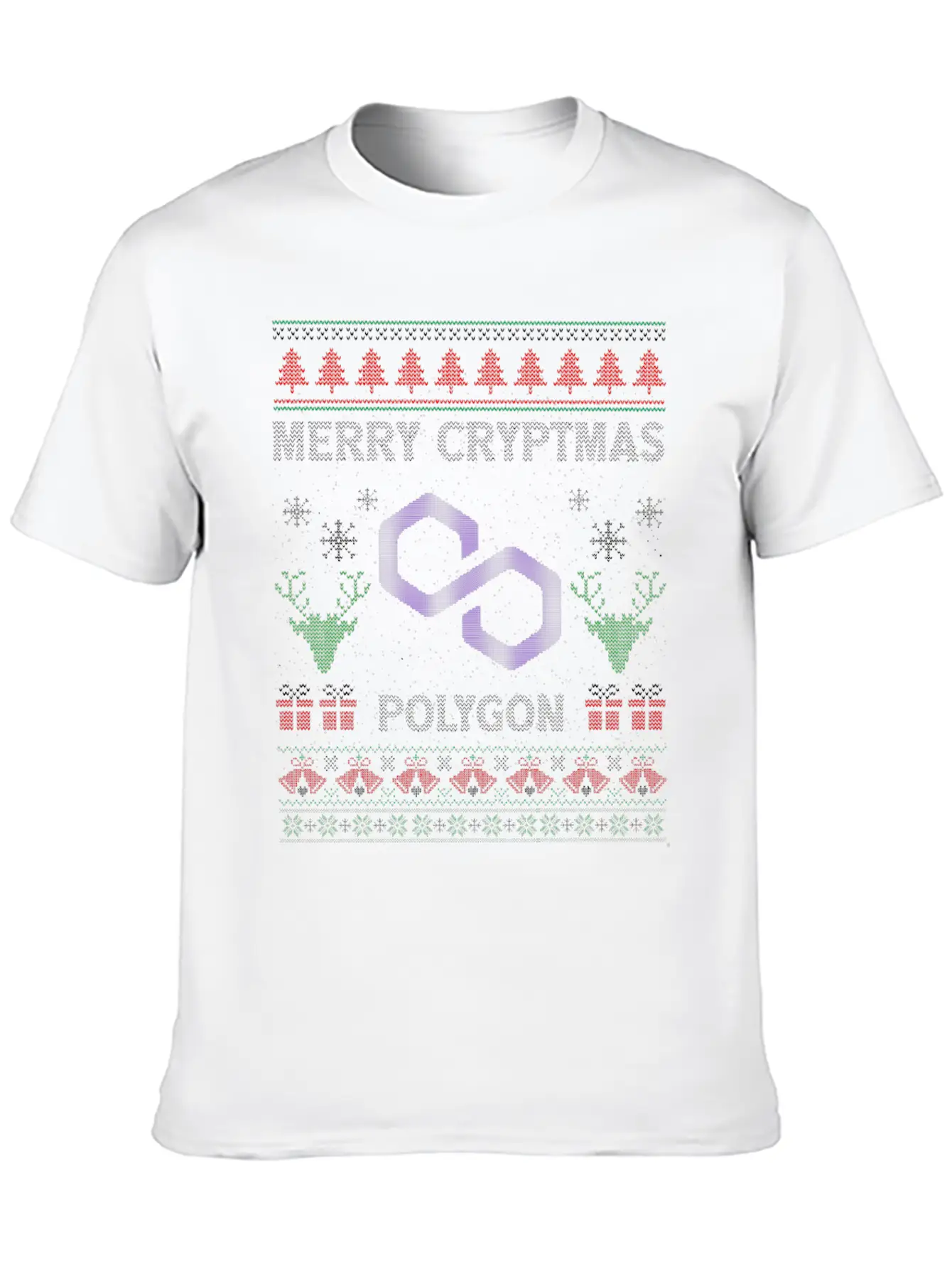 Merry Cryptmas Christmas Polygon Matic Coin Crypto Soft Cotton Short Sleeve Tee ¨C Unisex Wardrobe Staple