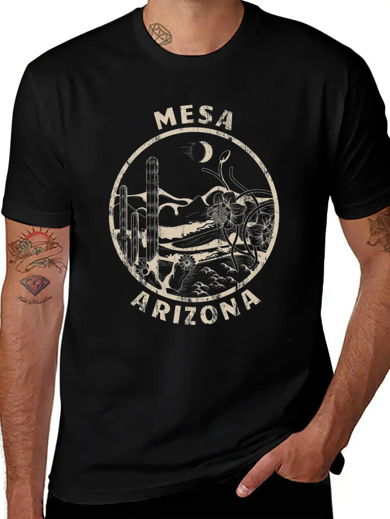 Mesa Arizona Linocut Distressed Desert Soft Cotton Short Sleeve Tee ¨C Unisex Wardrobe Staple