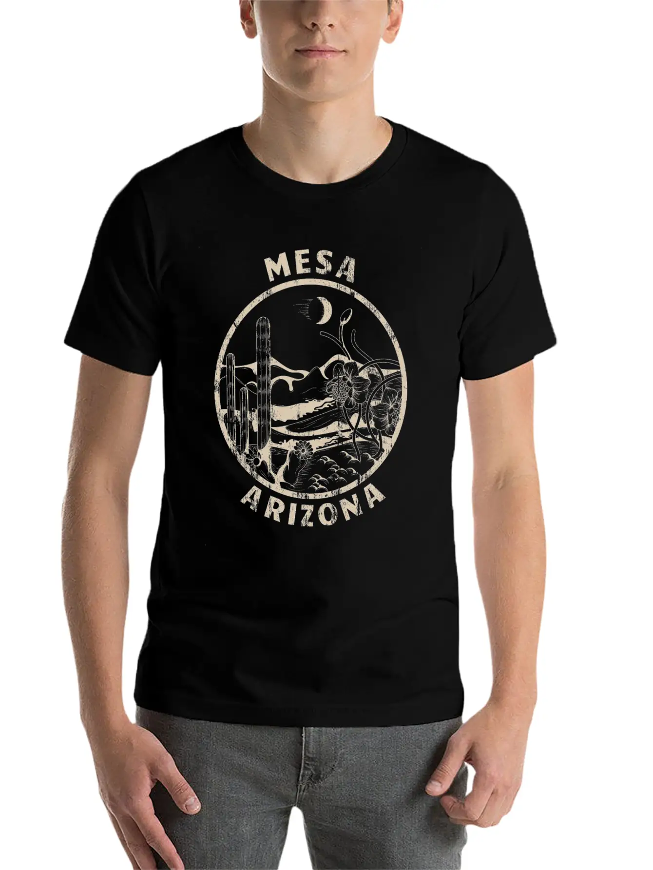 Mesa Arizona Linocut Distressed Desert Soft Cotton Short Sleeve Tee ¨C Unisex Wardrobe Staple