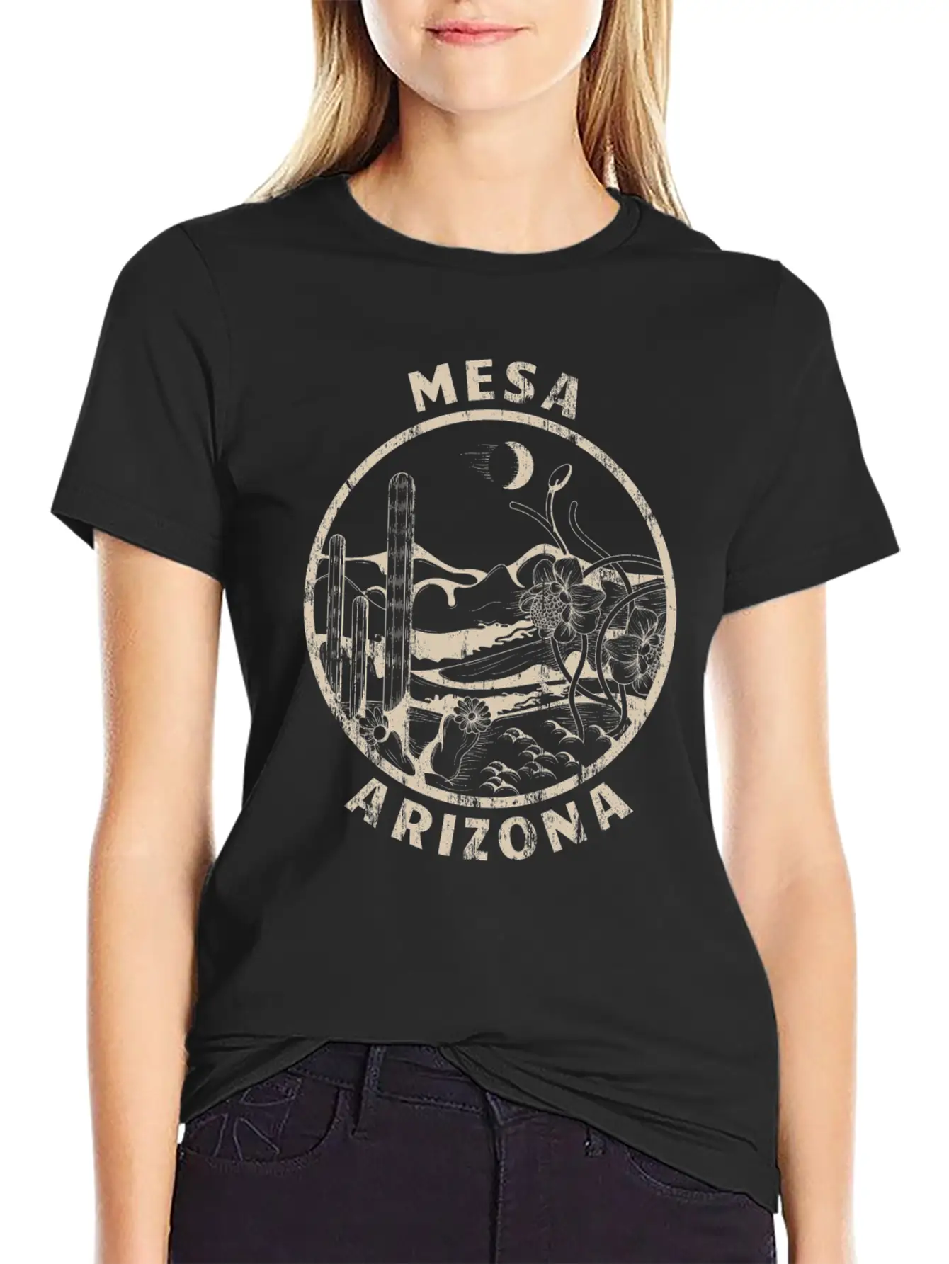 Mesa Arizona Linocut Distressed Desert Soft Cotton Short Sleeve Tee ¨C Unisex Wardrobe Staple