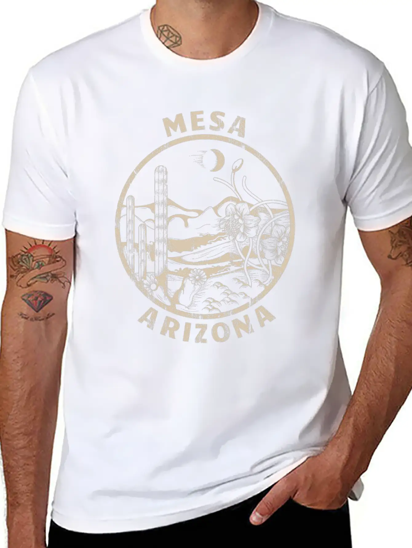 Mesa Arizona Linocut Distressed Desert Soft Cotton Short Sleeve Tee ¨C Unisex Wardrobe Staple