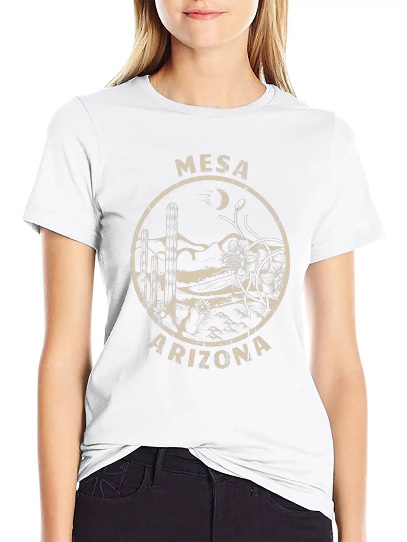Mesa Arizona Linocut Distressed Desert Soft Cotton Short Sleeve Tee ¨C Unisex Wardrobe Staple
