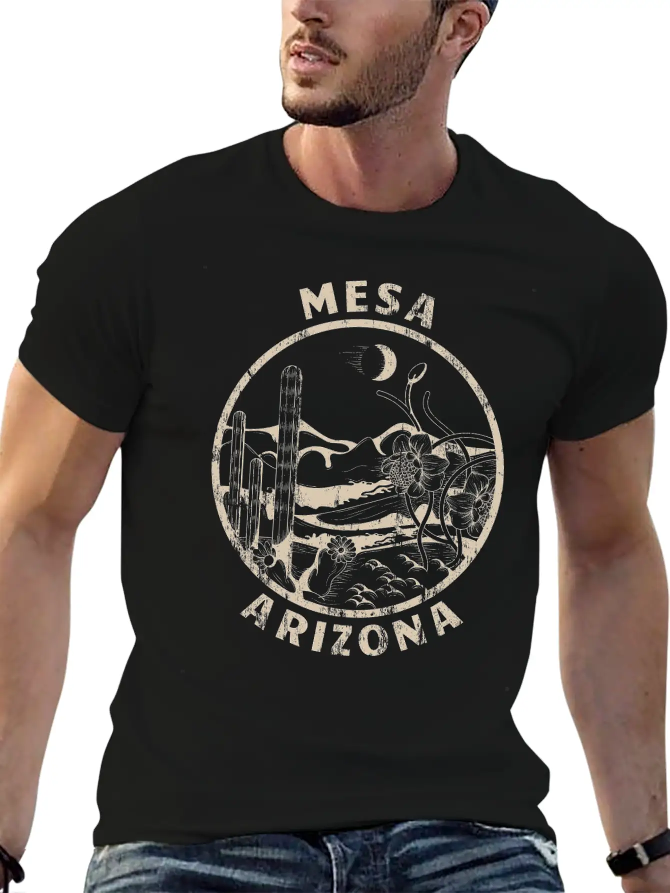 Mesa Arizona Linocut Distressed Desert Soft Cotton Short Sleeve Tee ¨C Unisex Wardrobe Staple