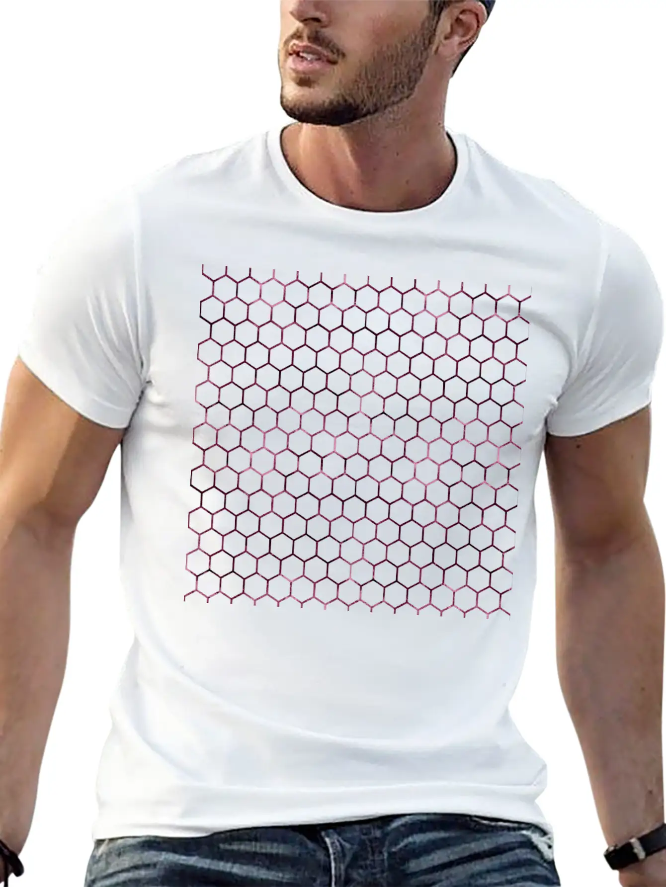 Metallic Burgundy Honeycomb Pattern Soft Cotton Short Sleeve Tee ¨C Unisex Wardrobe Staple