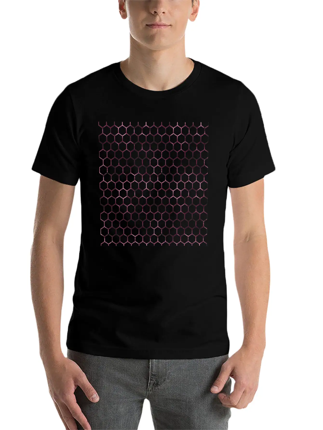 Metallic Burgundy Honeycomb Pattern Soft Cotton Short Sleeve Tee ¨C Unisex Wardrobe Staple
