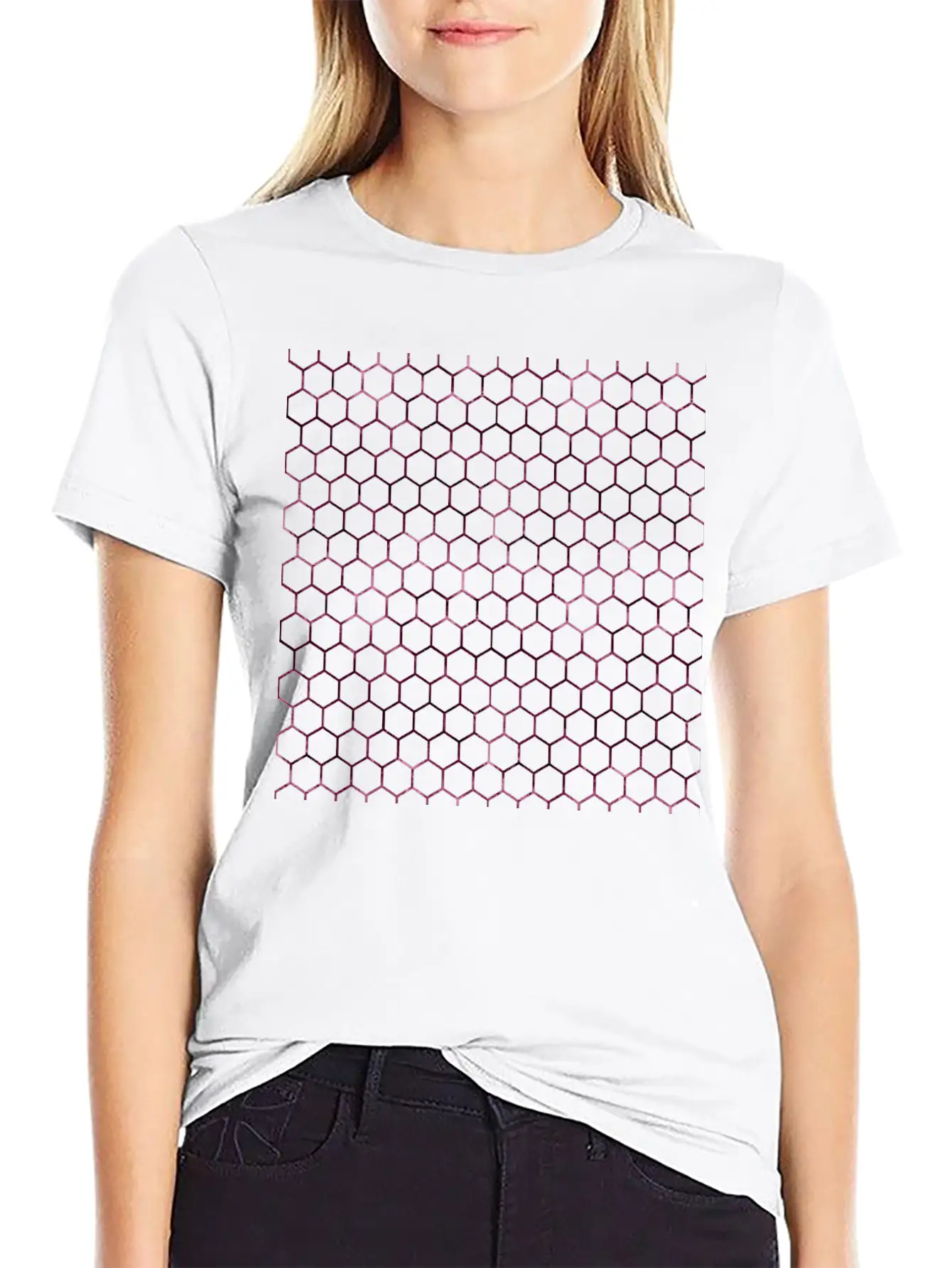 Metallic Burgundy Honeycomb Pattern Soft Cotton Short Sleeve Tee ¨C Unisex Wardrobe Staple