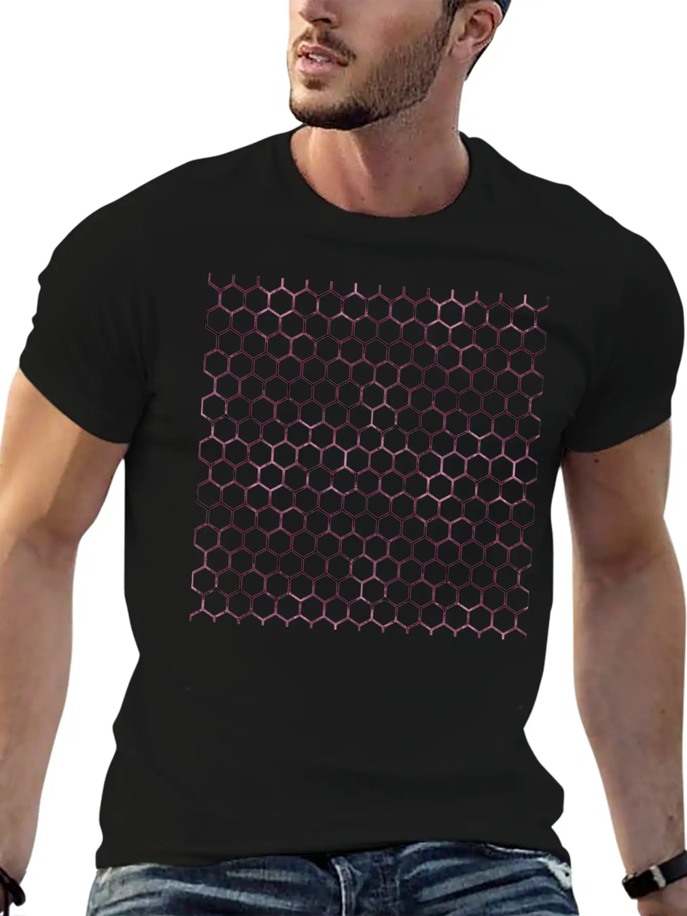 Metallic Burgundy Honeycomb Pattern Soft Cotton Short Sleeve Tee ¨C Unisex Wardrobe Staple