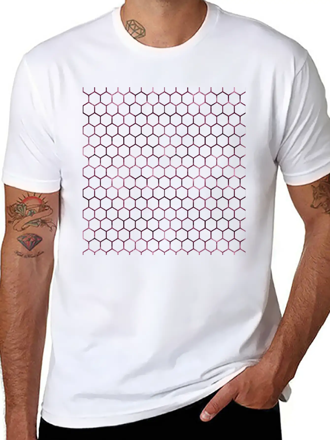 Metallic Burgundy Honeycomb Pattern Soft Cotton Short Sleeve Tee ¨C Unisex Wardrobe Staple