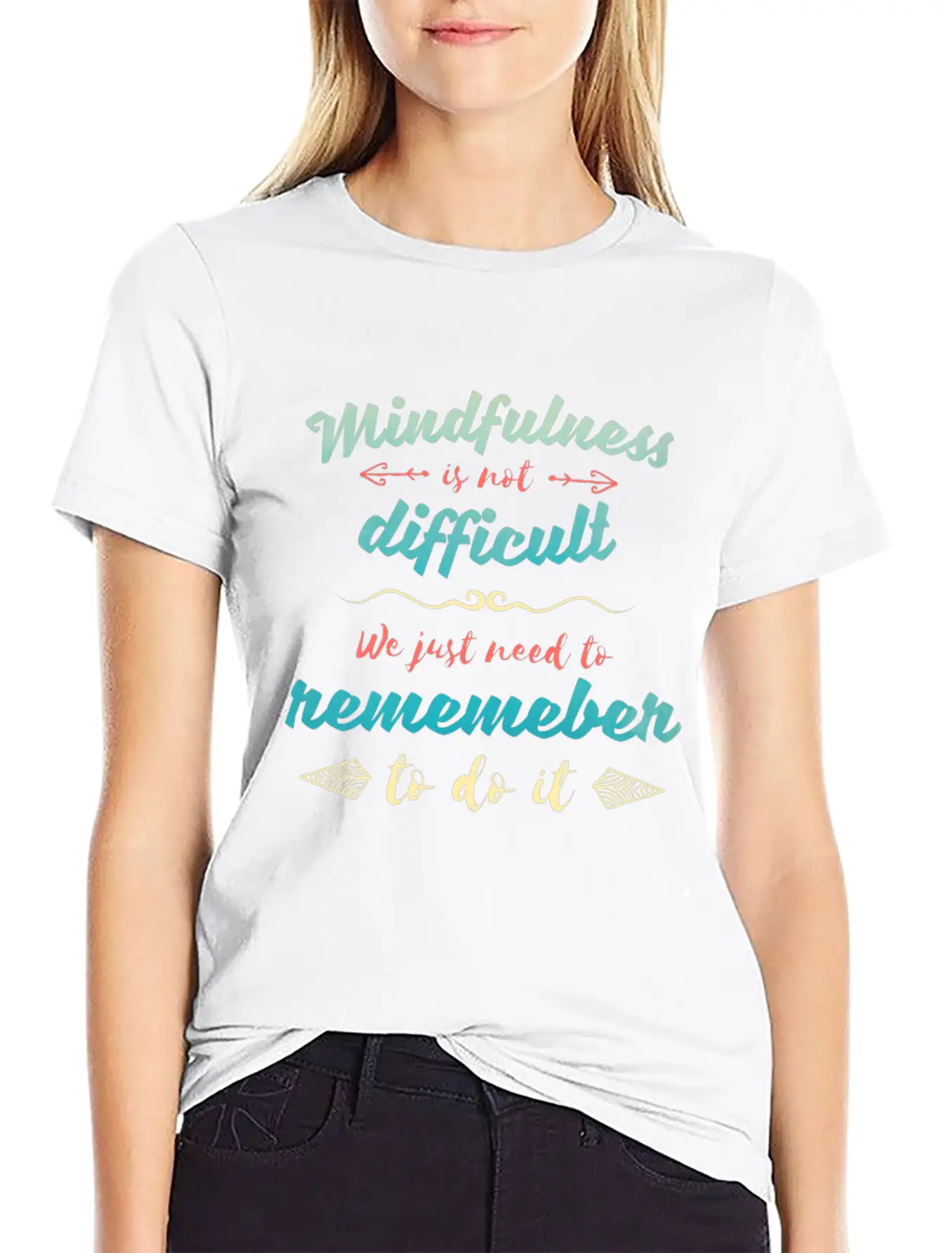 Mindfulness Is Not Difficult Motivational Quote Essential Cotton Tee For Daily Outfits ¨C Unisex Style