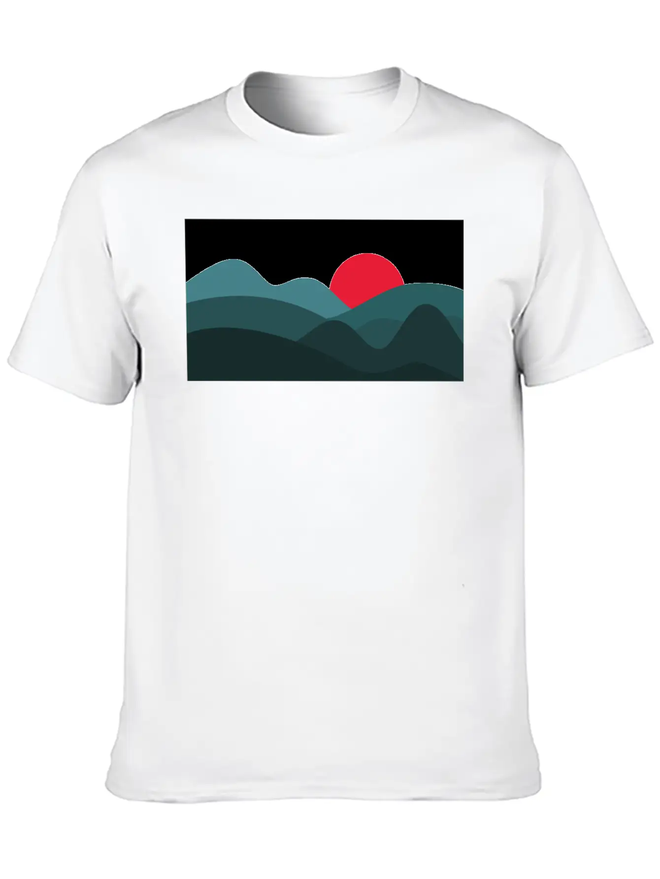 Minimalist Sun Peacock Blue And White Basic Graphic T-Shirt ¨C Daily Comfort In Soft Cotton