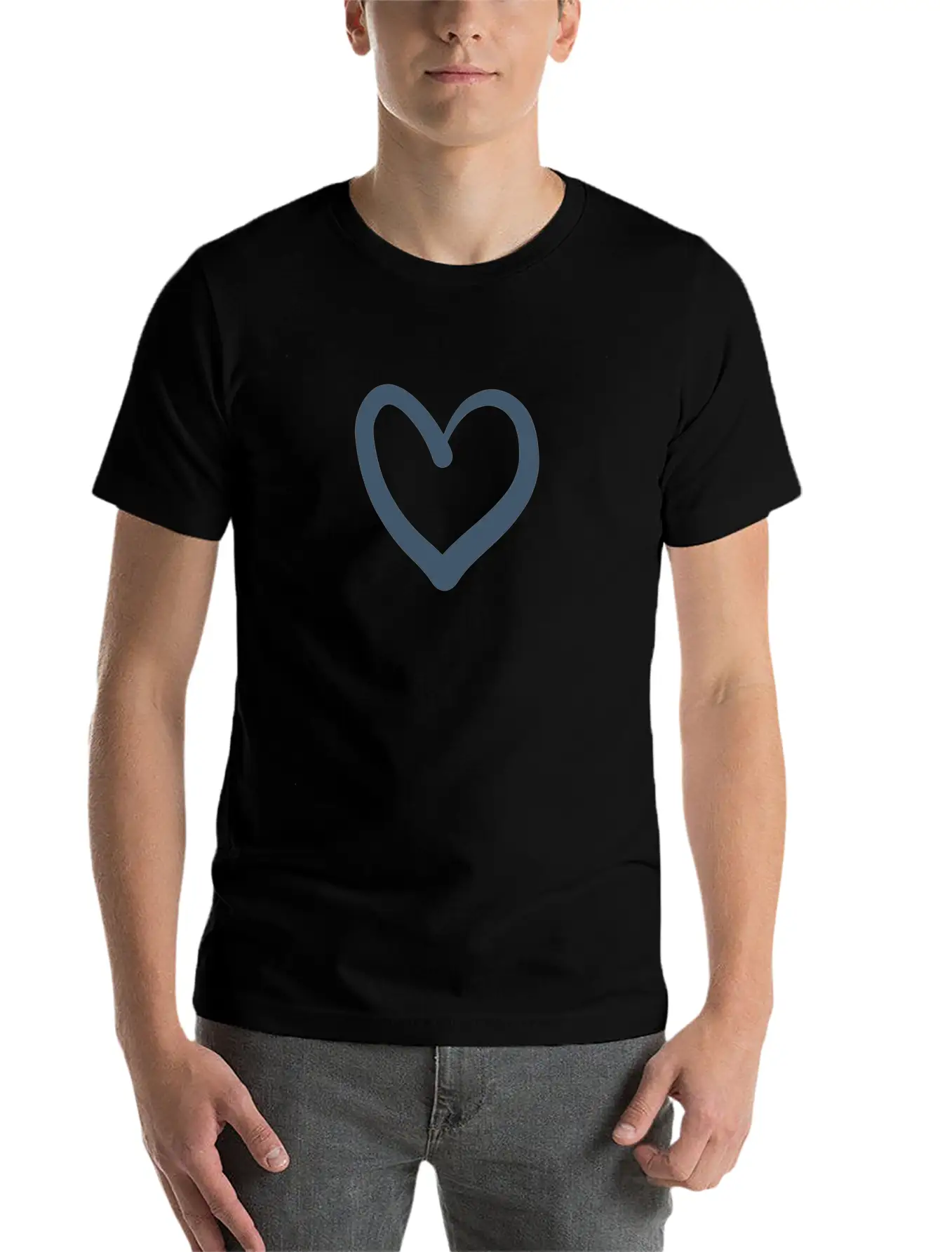 Minimalistic Line Art Blue Heart Soft Cotton Short Sleeve Tee ¨C Unisex Wardrobe Staple