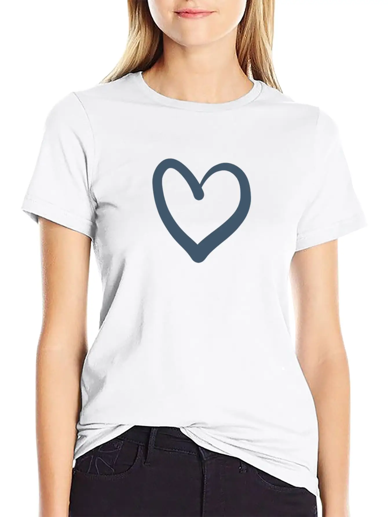 Minimalistic Line Art Blue Heart Soft Cotton Short Sleeve Tee ¨C Unisex Wardrobe Staple
