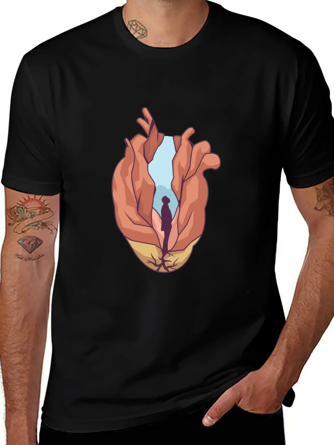 Miscellaneous Surreal Heart Basic Graphic T-Shirt ¨C Daily Comfort In Soft Cotton