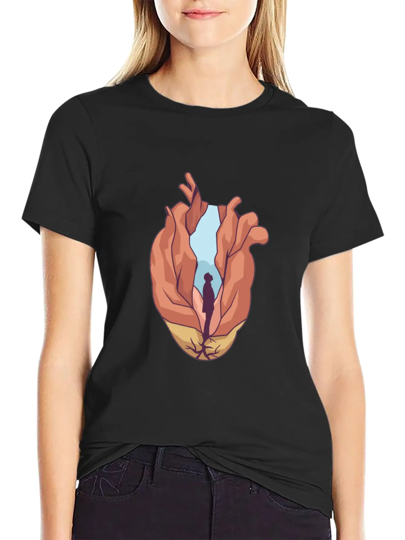 Miscellaneous Surreal Heart Basic Graphic T-Shirt ¨C Daily Comfort In Soft Cotton