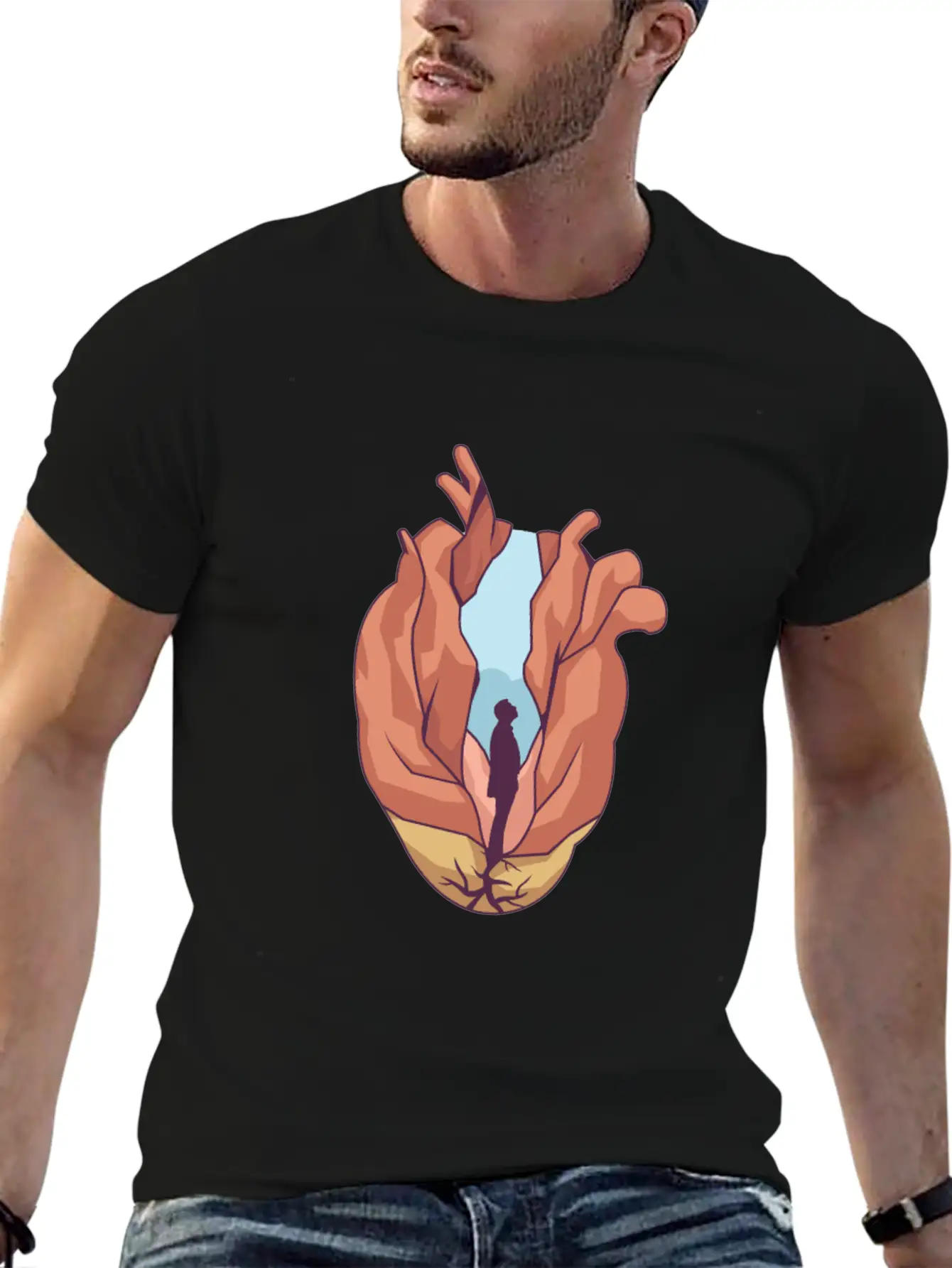 Miscellaneous Surreal Heart Basic Graphic T-Shirt ¨C Daily Comfort In Soft Cotton