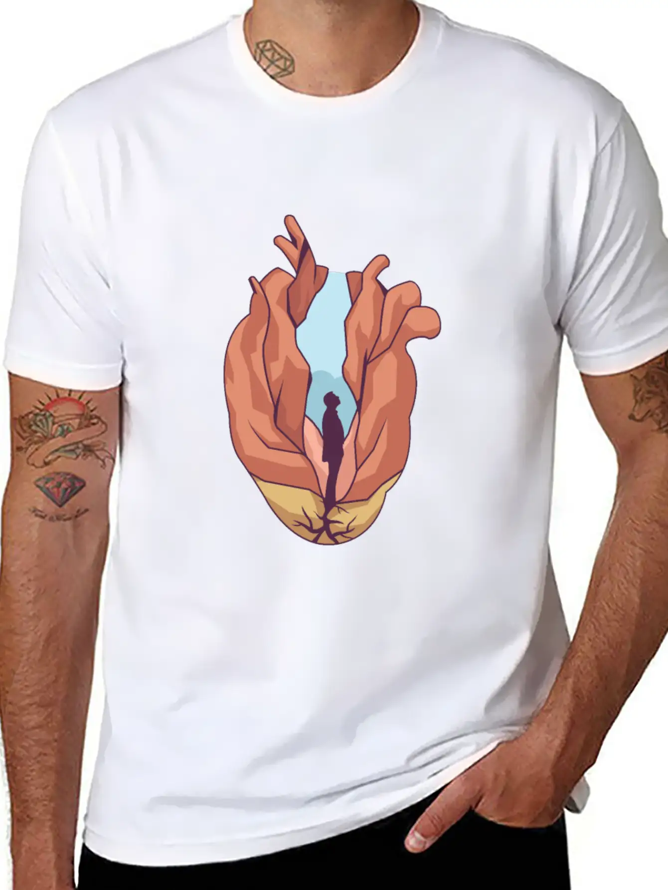 Miscellaneous Surreal Heart Basic Graphic T-Shirt ¨C Daily Comfort In Soft Cotton