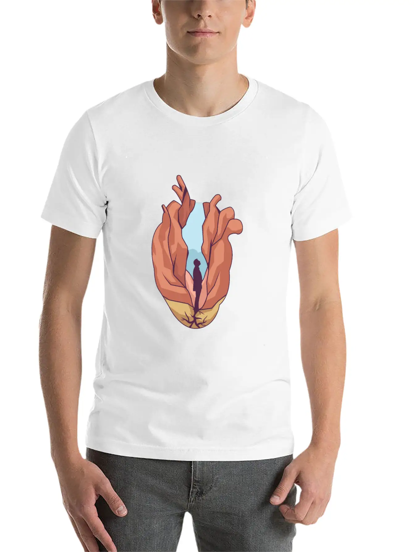 Miscellaneous Surreal Heart Basic Graphic T-Shirt ¨C Daily Comfort In Soft Cotton