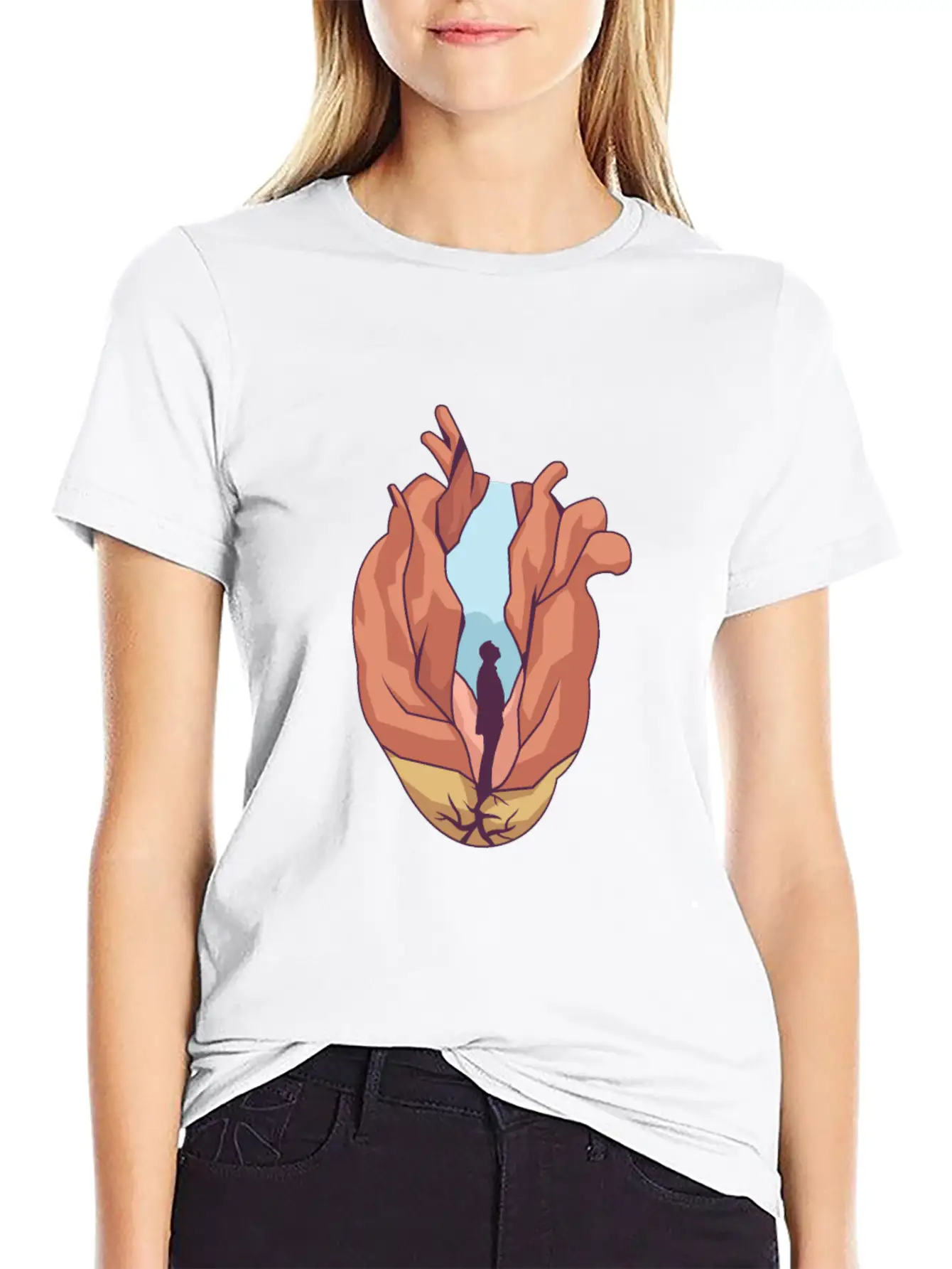 Miscellaneous Surreal Heart Basic Graphic T-Shirt ¨C Daily Comfort In Soft Cotton