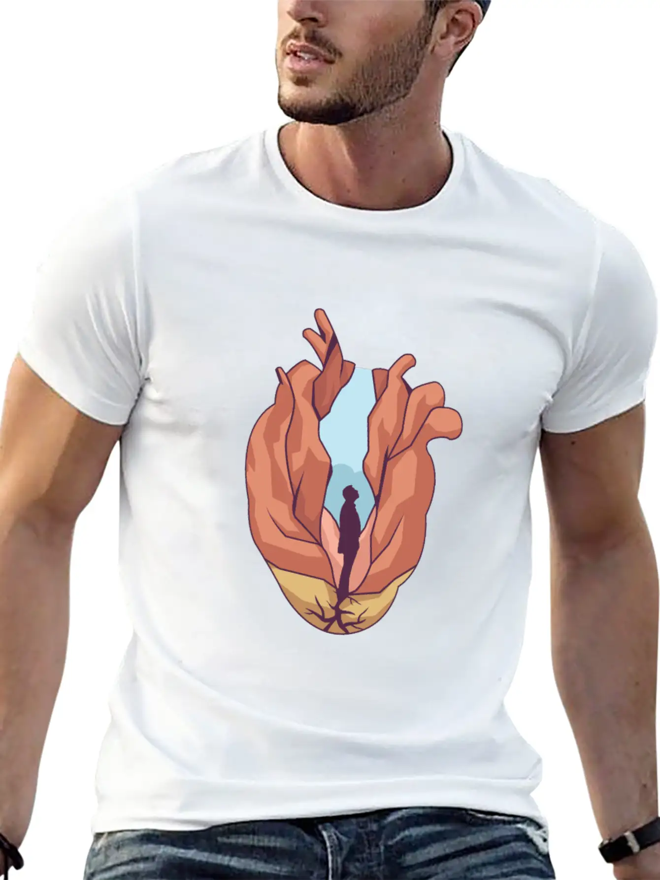 Miscellaneous Surreal Heart Basic Graphic T-Shirt ¨C Daily Comfort In Soft Cotton