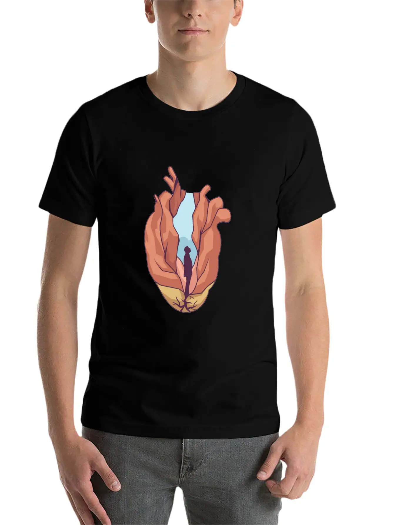 Miscellaneous Surreal Heart Basic Graphic T-Shirt ¨C Daily Comfort In Soft Cotton